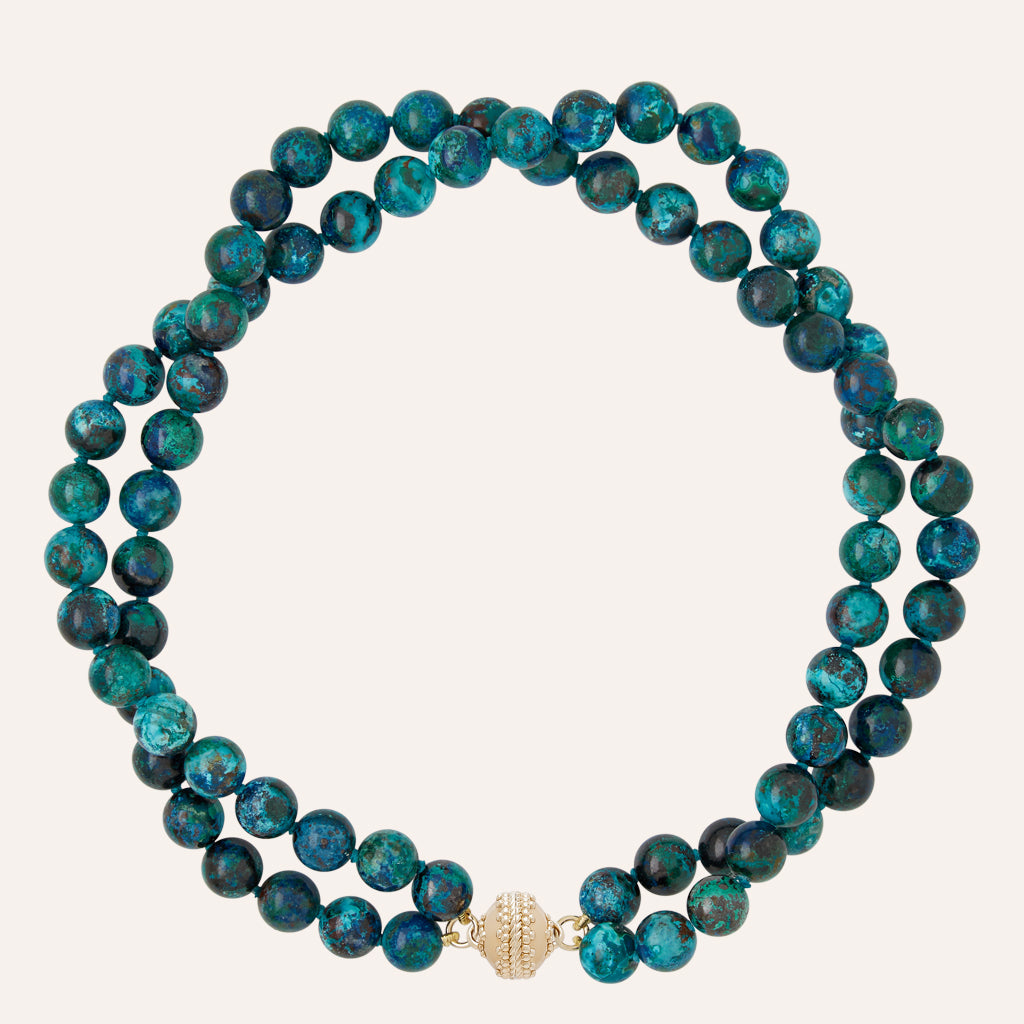 Victoire Green Chrysocolla 10mm Double Strand Necklace
