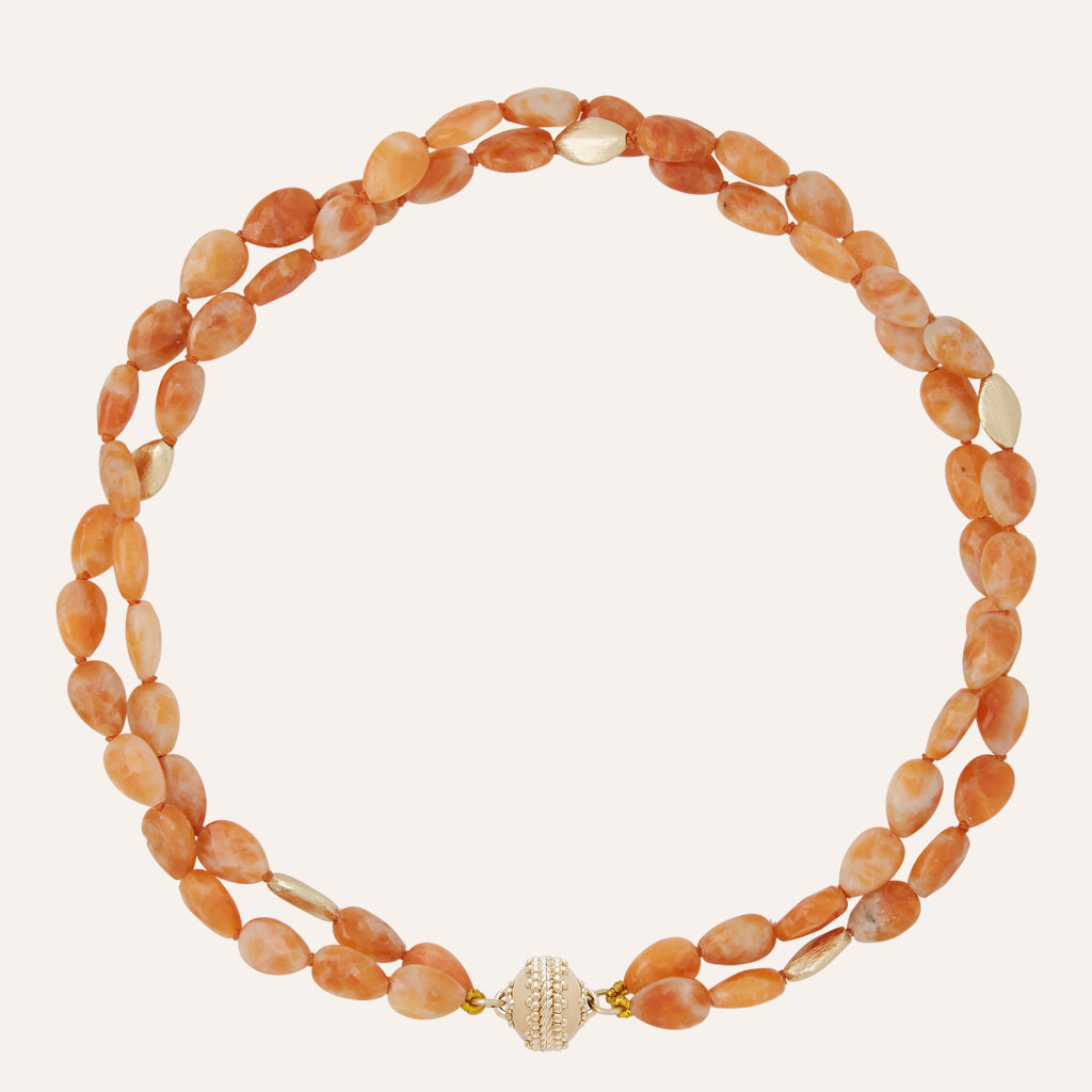 Gold Rush Orange Calcite Double Strand Necklace