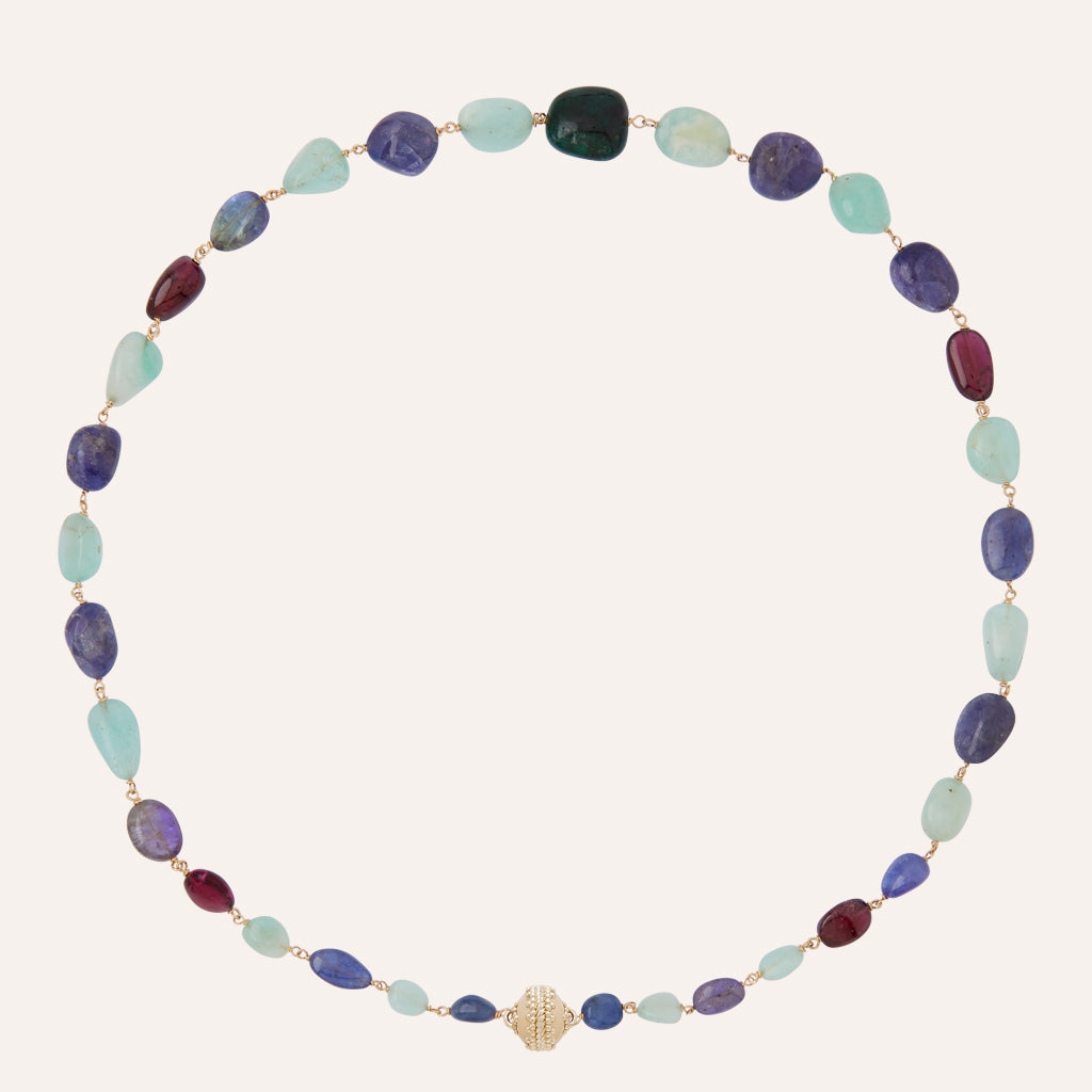 Caspian Helen Emerald, Tanzanite, & Sapphire Necklace