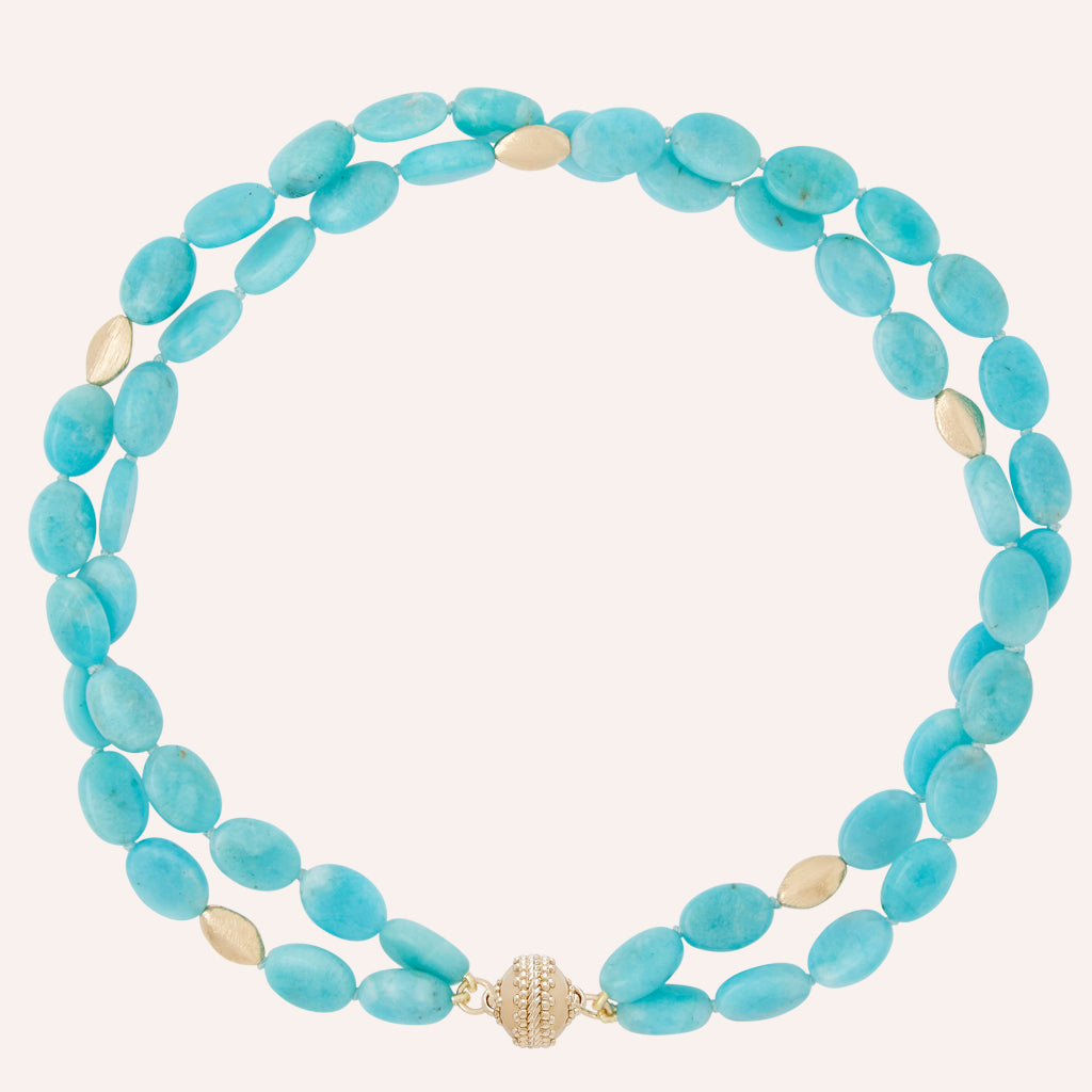 Gold Rush Amazonite Oval Double Strand Necklace