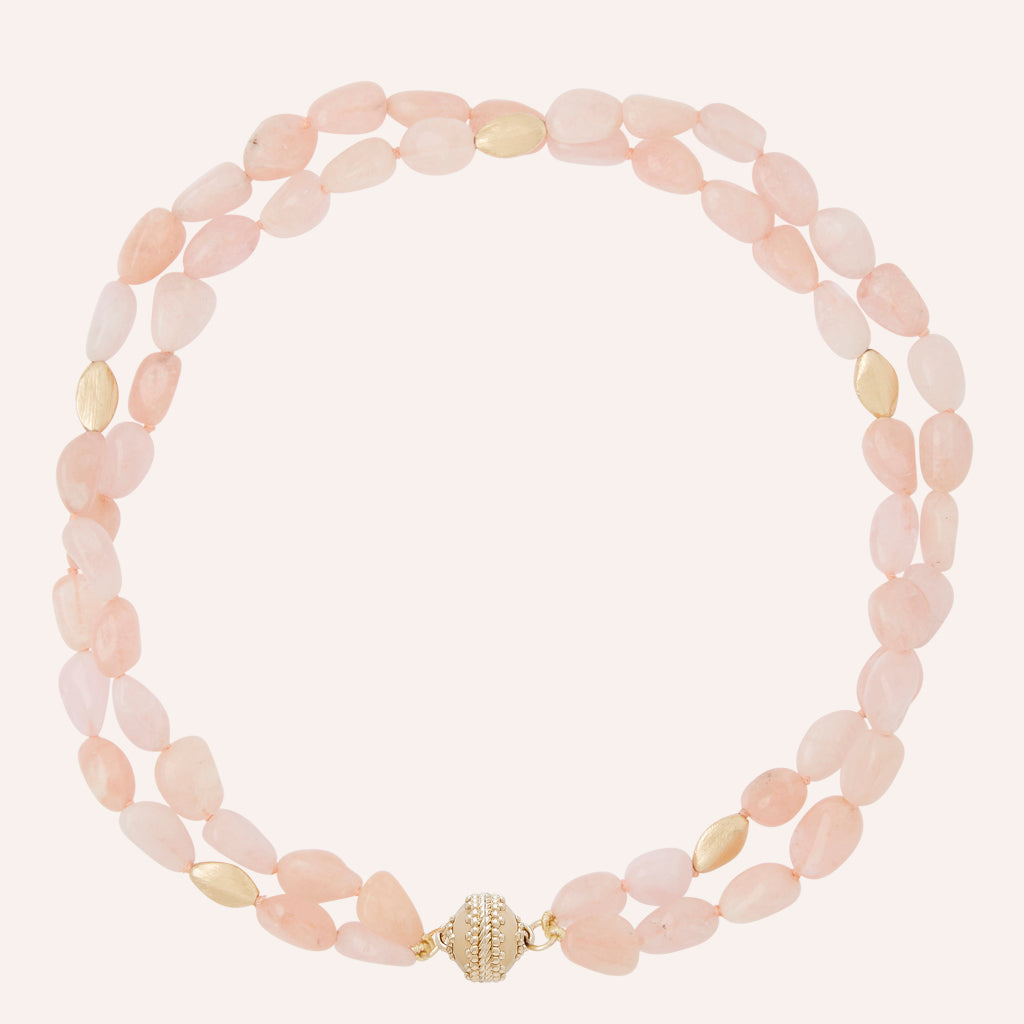 Gold Rush Morganite Nugget Double Strand Necklace