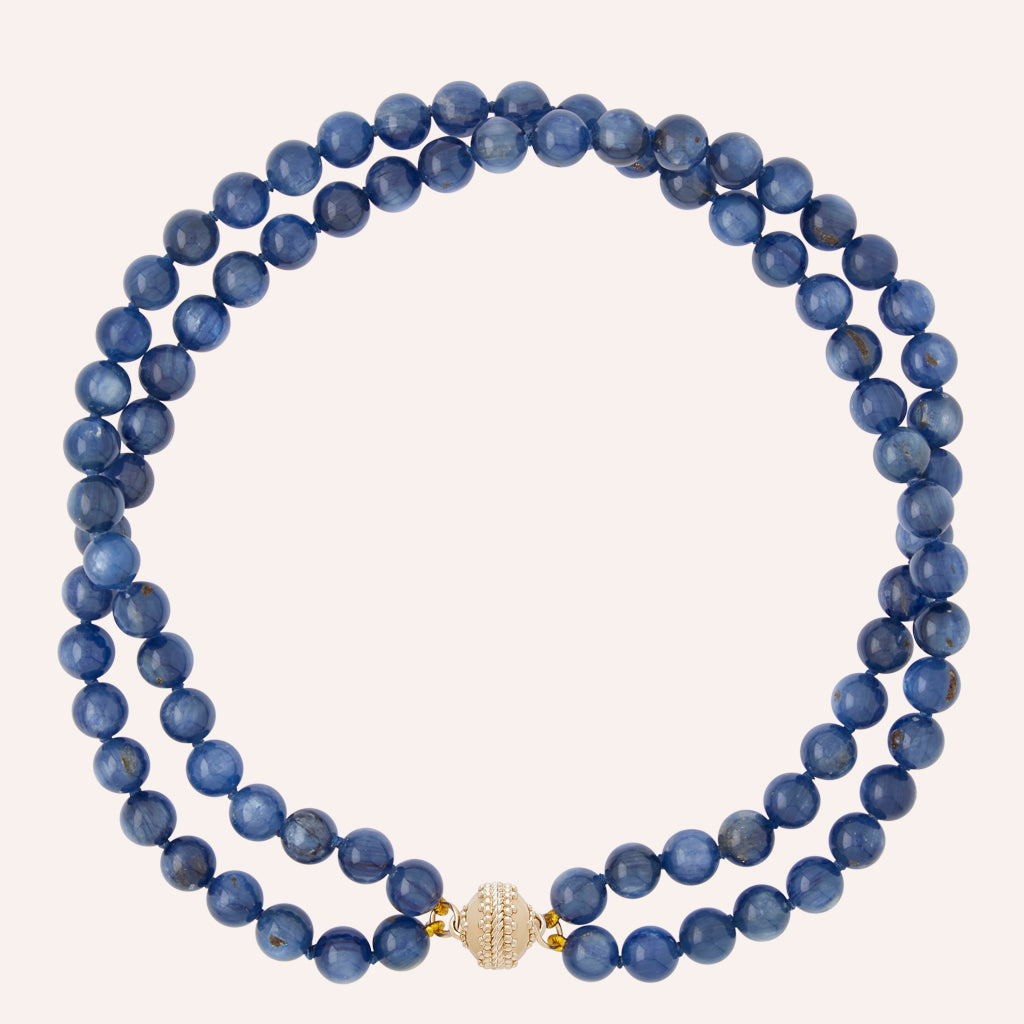 Victoire Blue Kyanite 9mm Double Strand Necklace