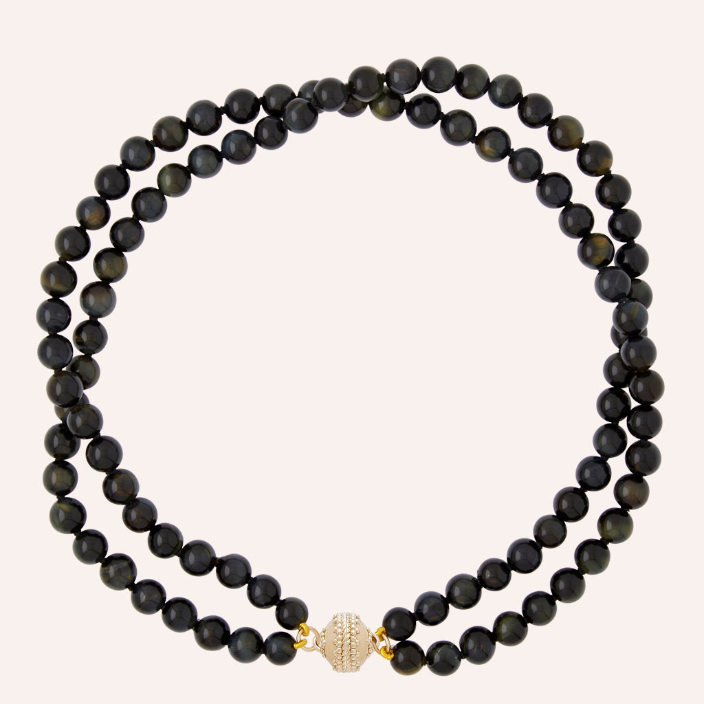 Victoire Blue Tiger's Eye 8mm Double Strand Necklace