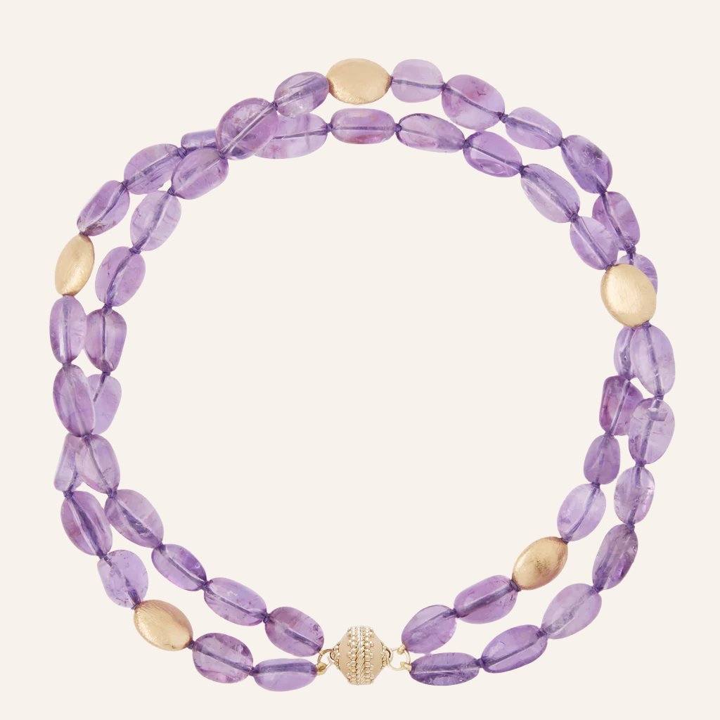 Gold Rush Light Purple Amethyst Double Strand Necklace