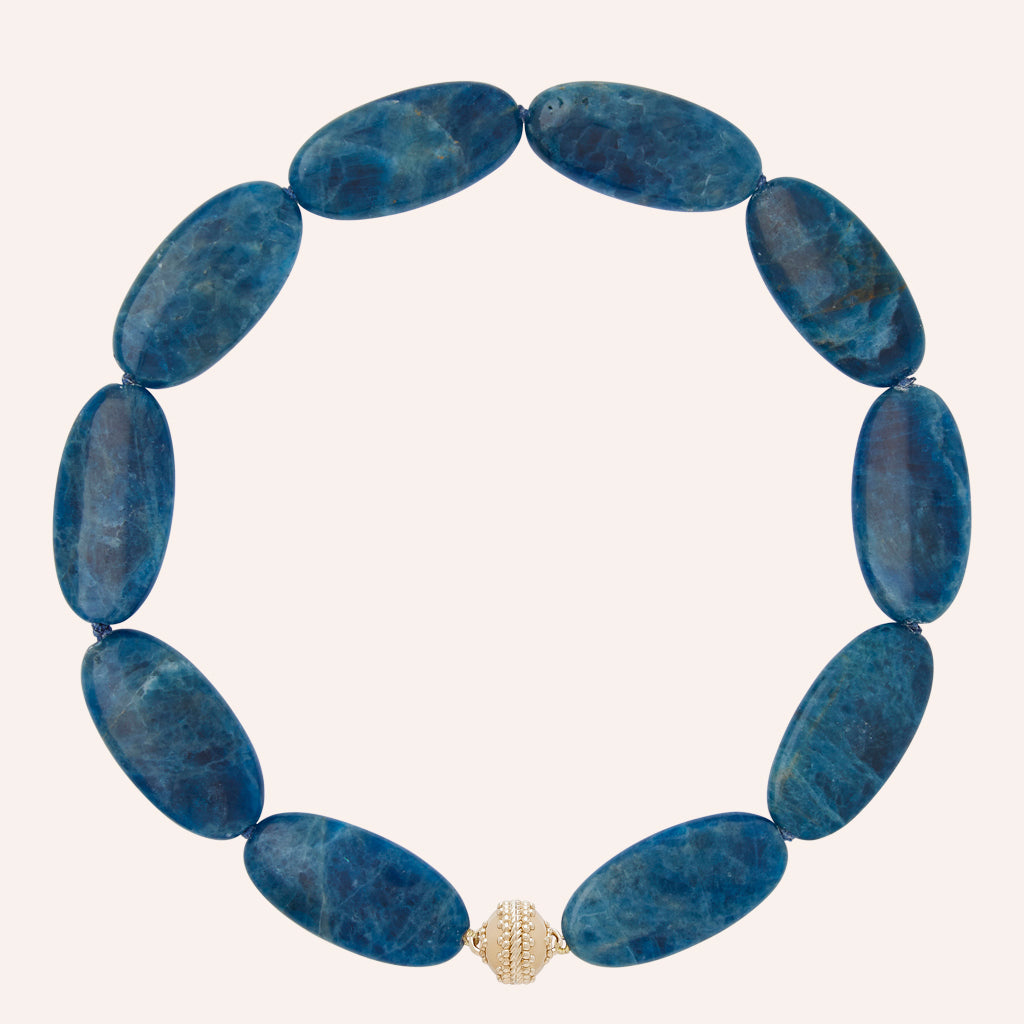 Blue Apatite Flat Oval Necklace