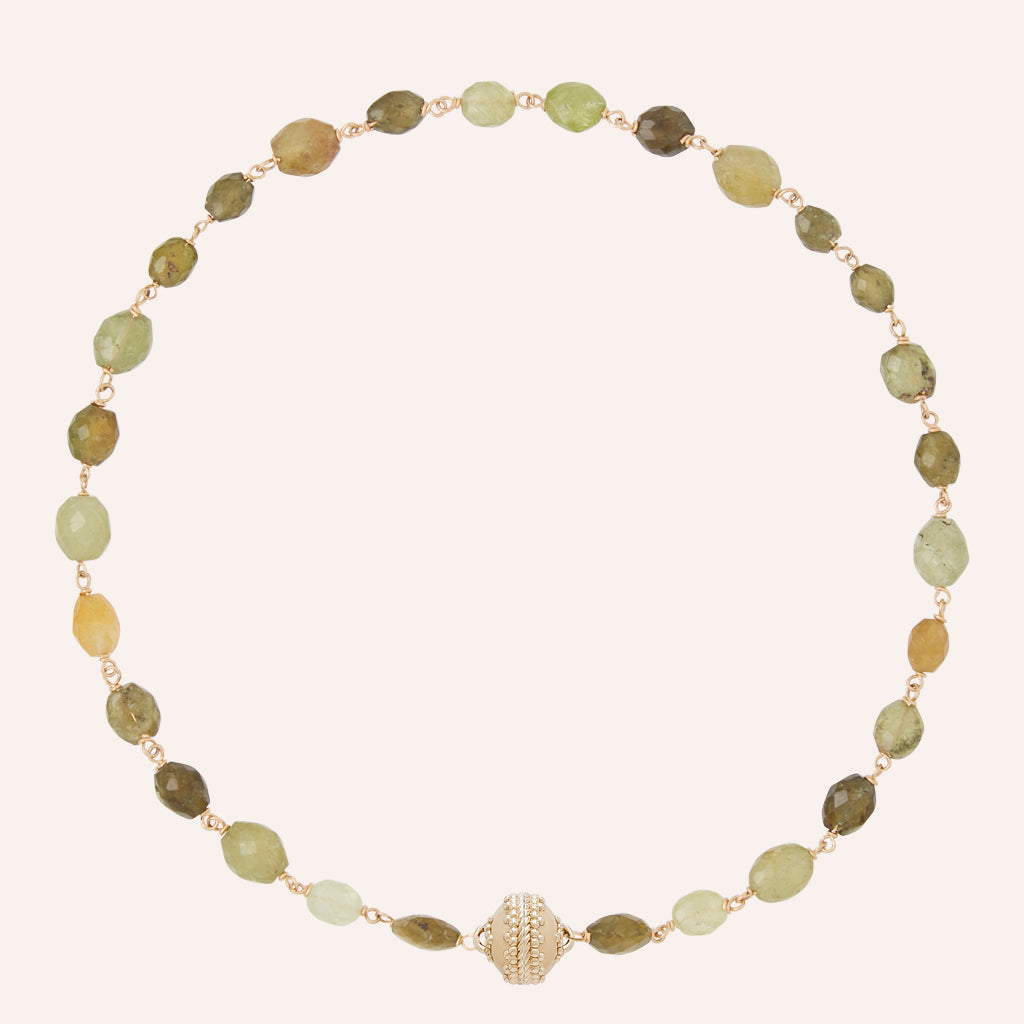 Caspian Faceted Green Garnet Necklace