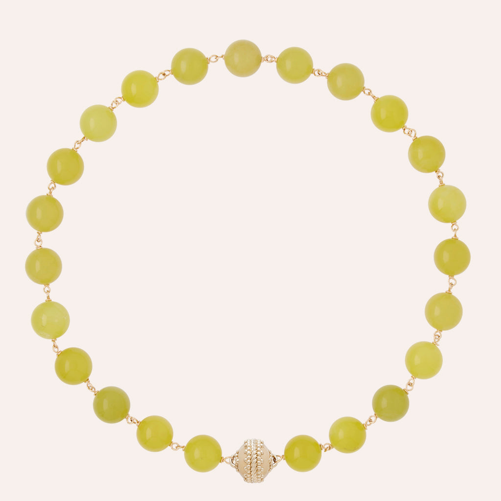 Caspian Victoire Lemon Jade 12mm Necklace