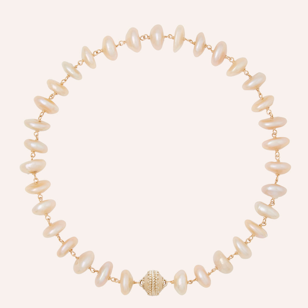 Caspian Freshwater Champagne Rondelle Pearl Necklace