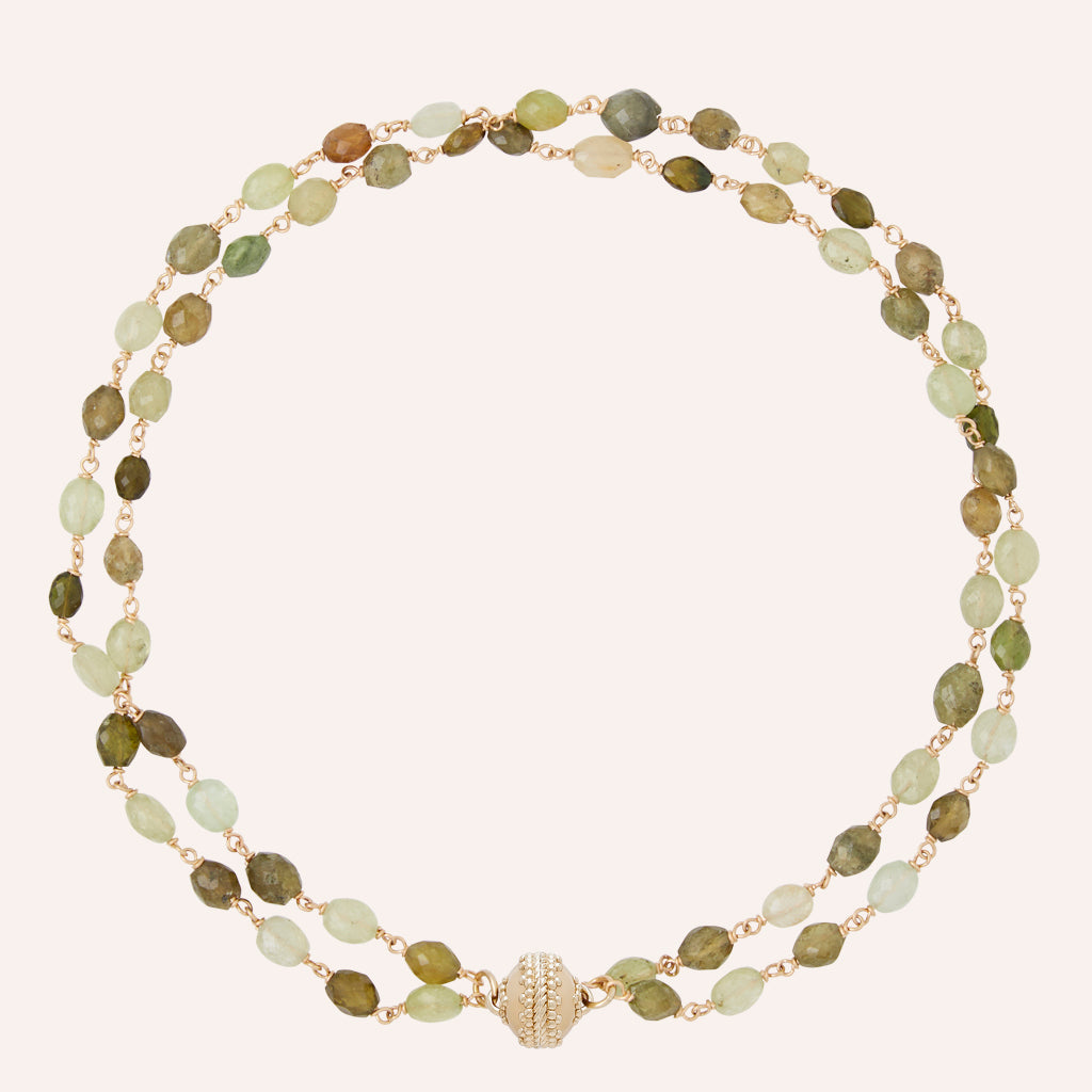 Caspian Tourmaline & Peridot Double Strand Necklace
