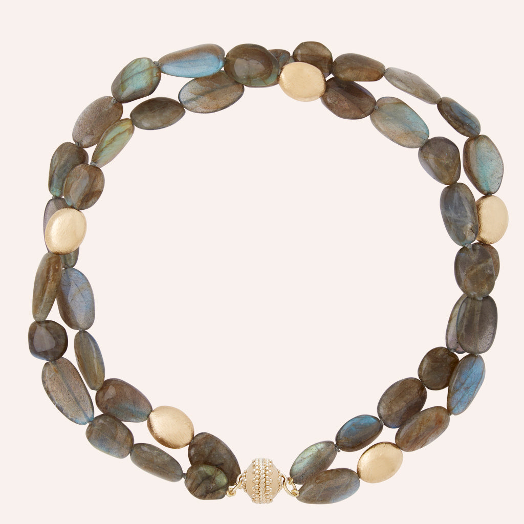 Gold Rush Flat Labradorite Double Strand Necklace