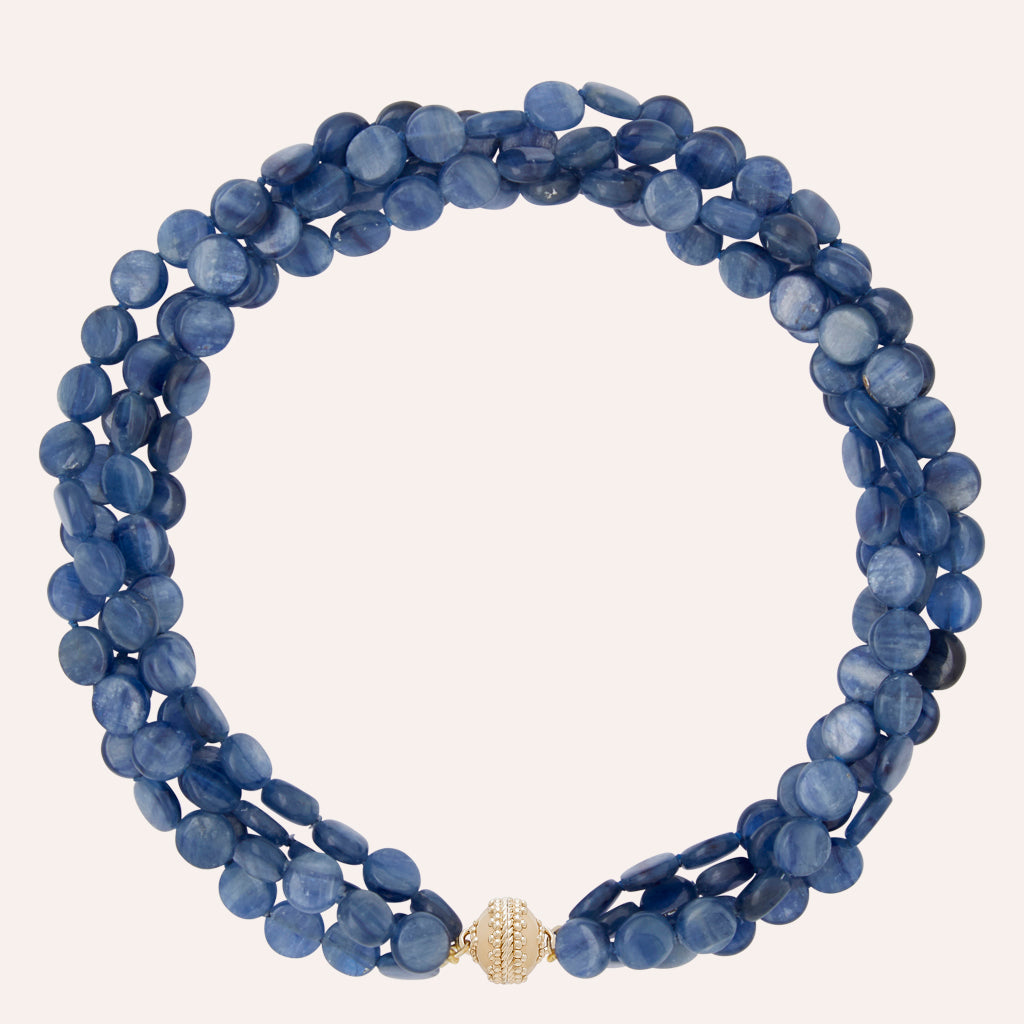 Kyanite Coin 4 Strand Necklace