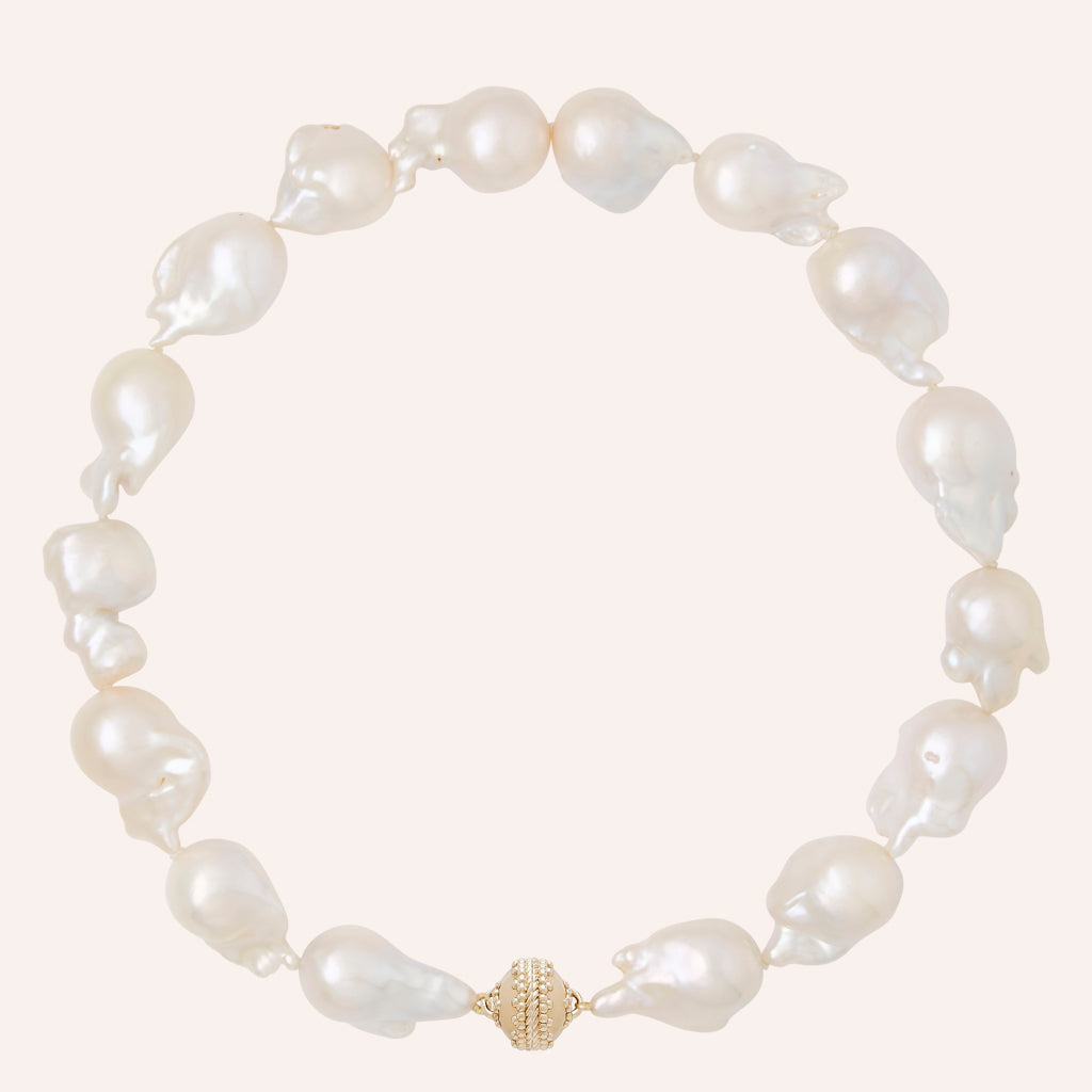 Irregular White Baroque Pearl Necklace