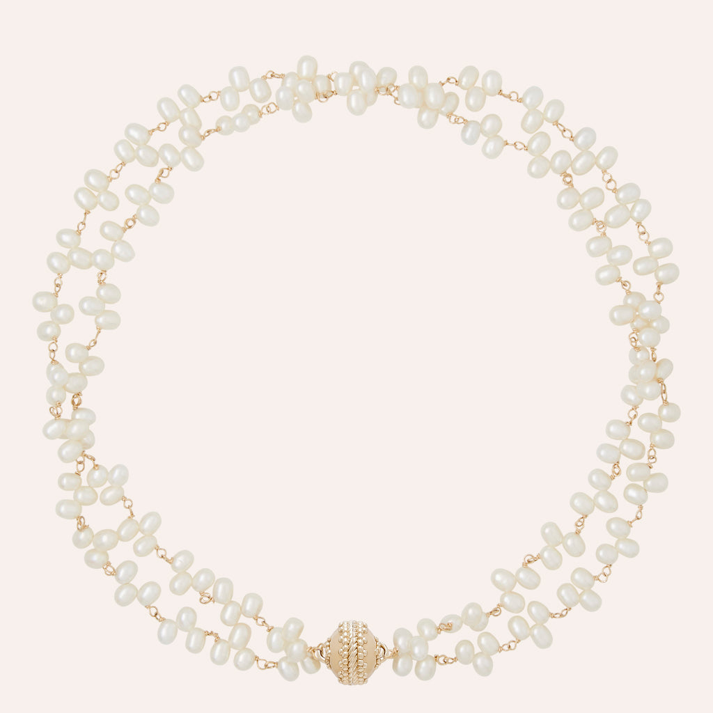 Caspian Freshwater Pearl Cluster Double Strand Necklace