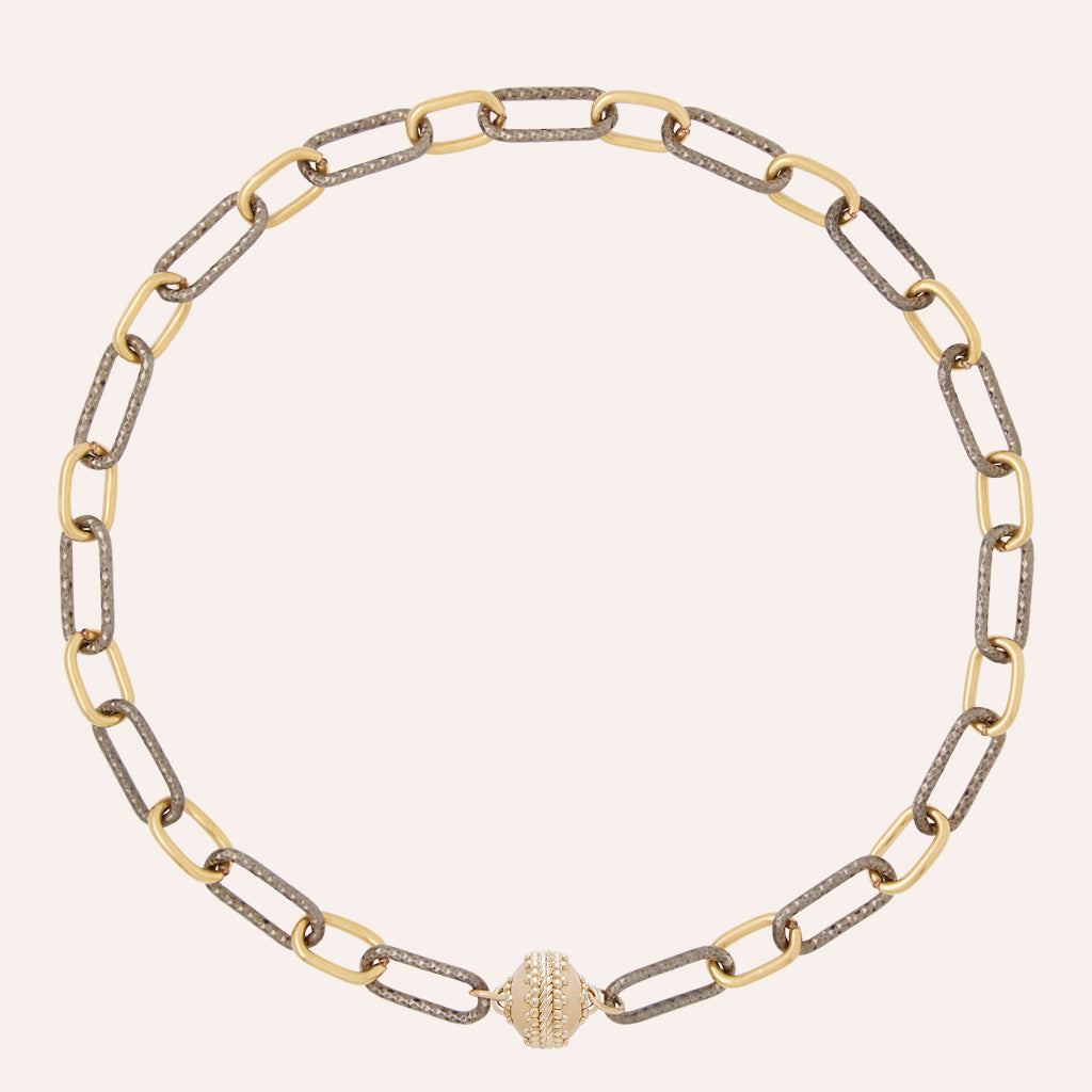 Fulton 14K Yellow Gold Fill & Rhodium Diamond Cut Chain 16.5"