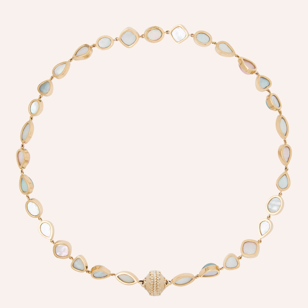 Candy Multi-Color Tourmaline Cabochon 18K Gold Necklace