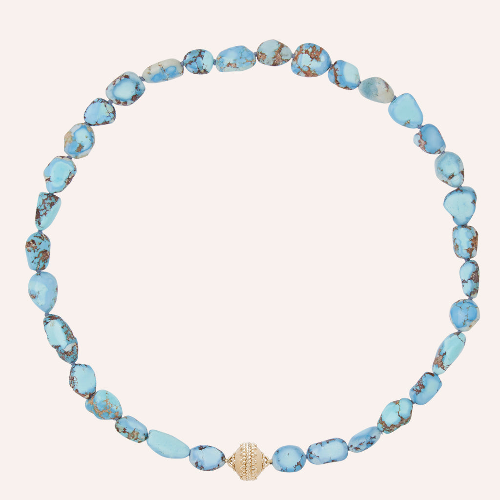 Golden Hills Kazakhstan Turquoise Bead Necklace
