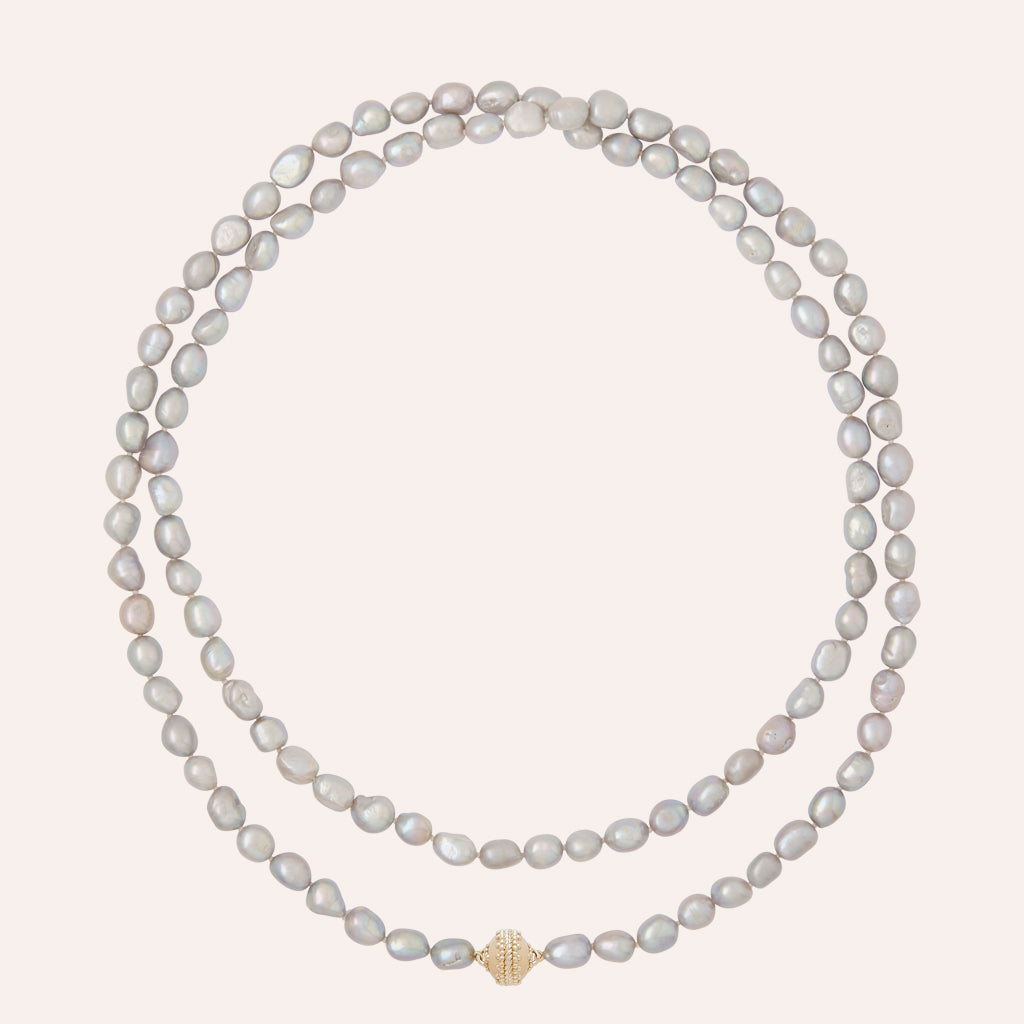 Gray Baroque Pearl Opera Necklace