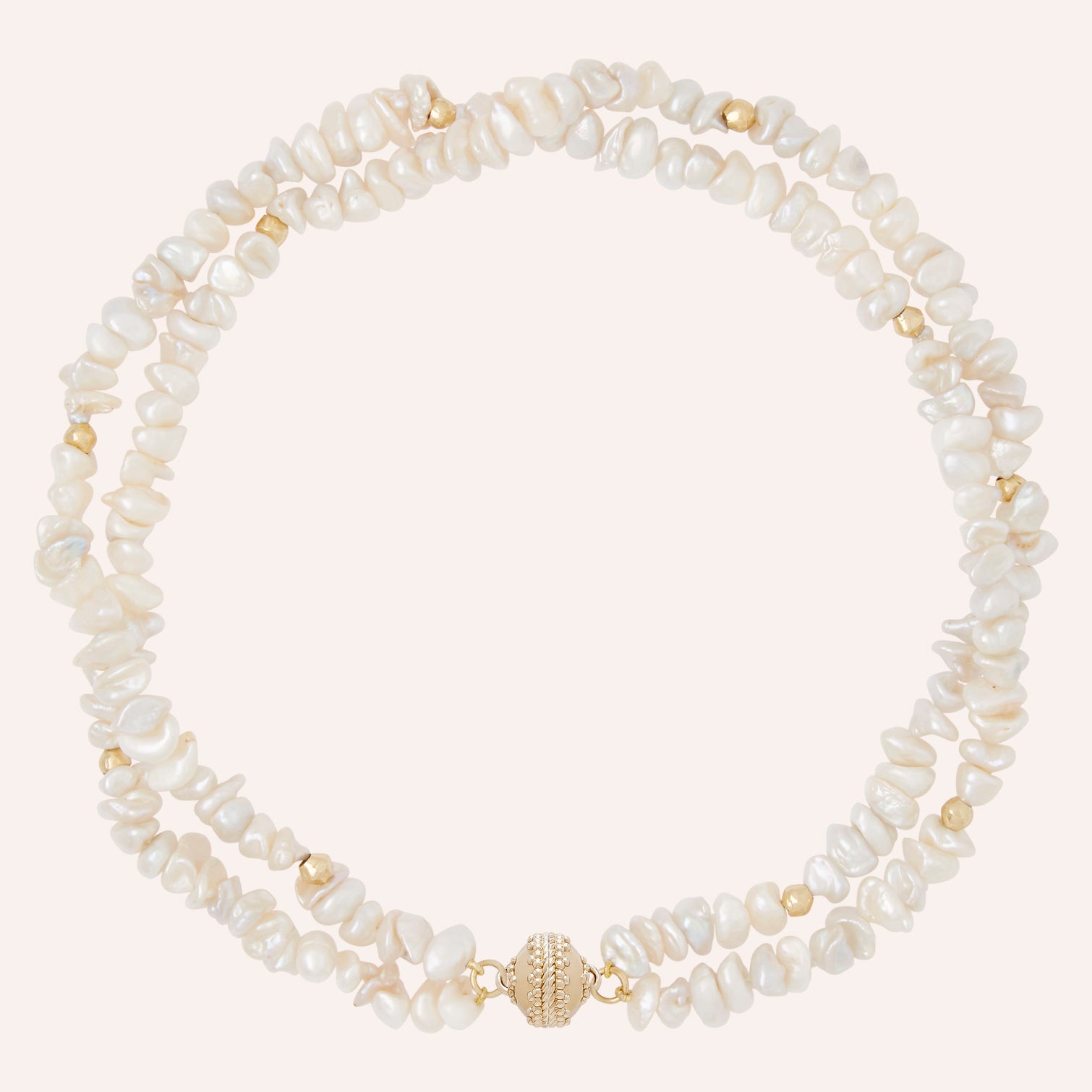 White Keshi Pearl Double-Strand Necklace