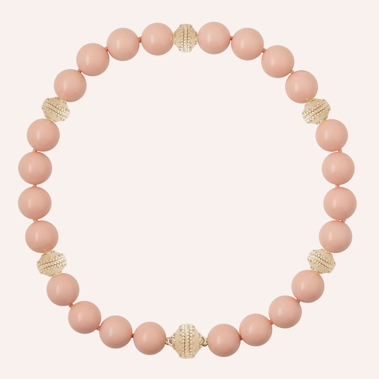 Reconstituted 14mm Peach Coral Signature Bead Necklace
