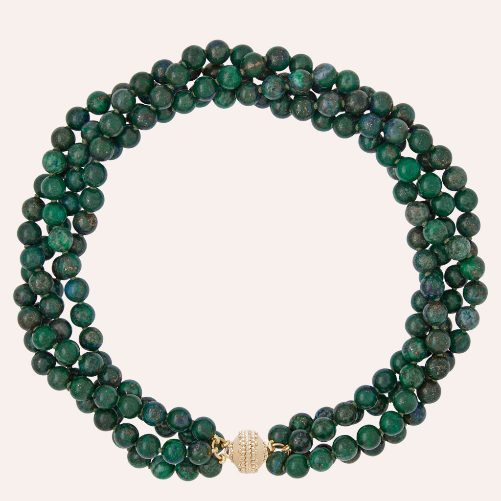 Victoire Green Azurite Malachite 8mm Multi-Strand Necklace