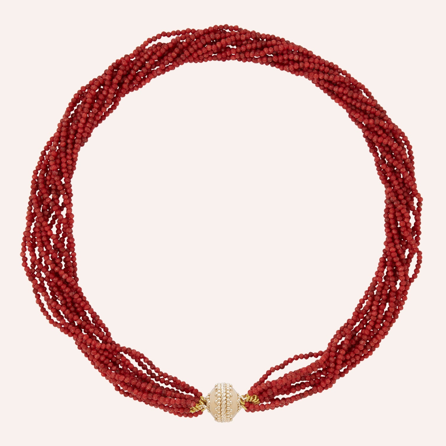 Michel 2.5mm Red Coral Multi-Strand Beaded Necklace