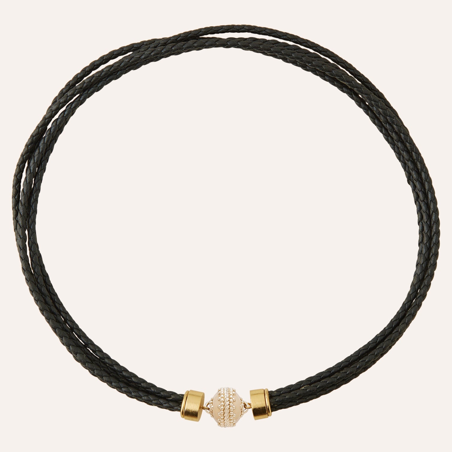 Wellington Braided Leather Dark Blue Necklace