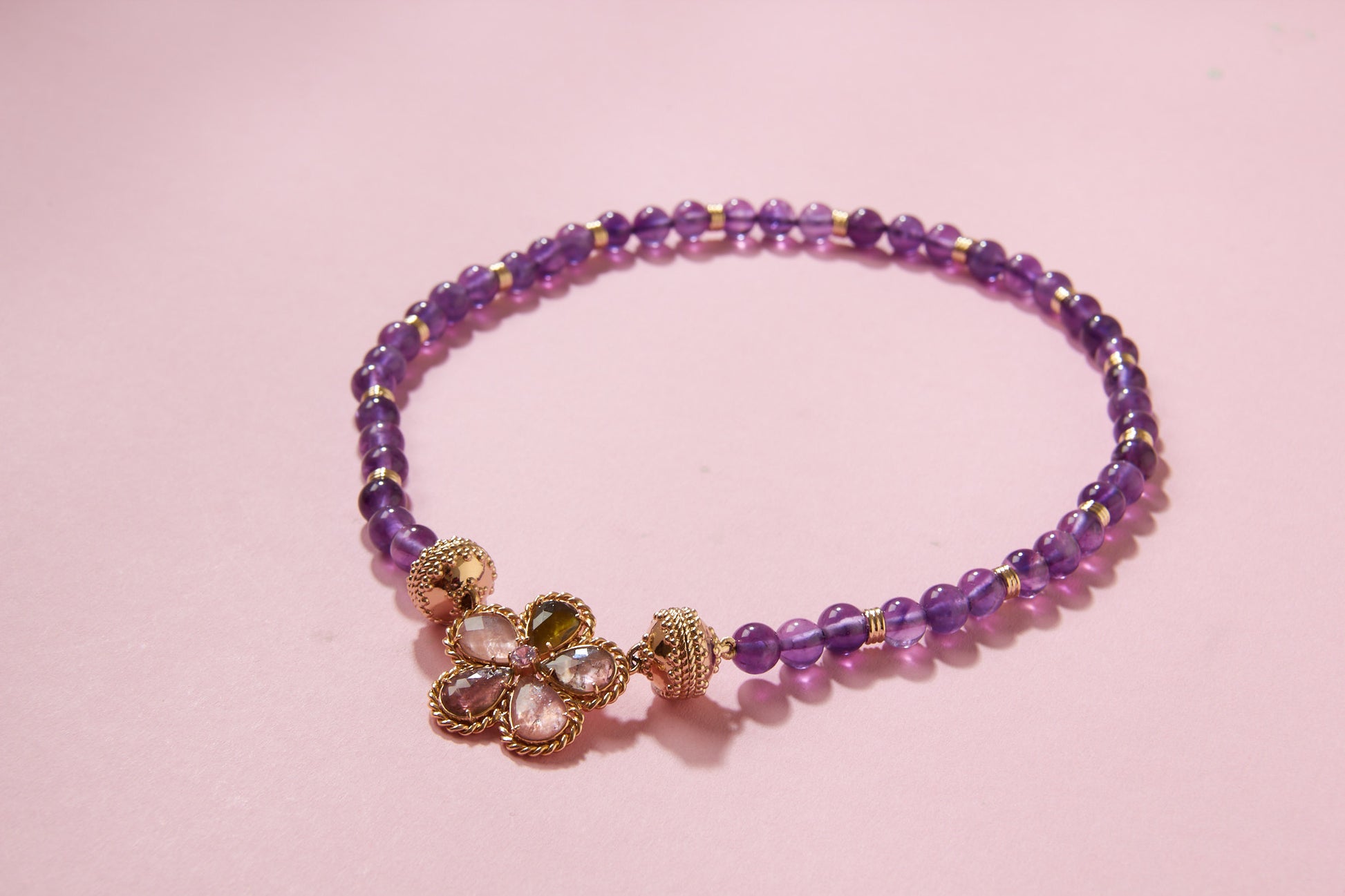 Victoire 8mm Amethyst Gold Ring Necklace