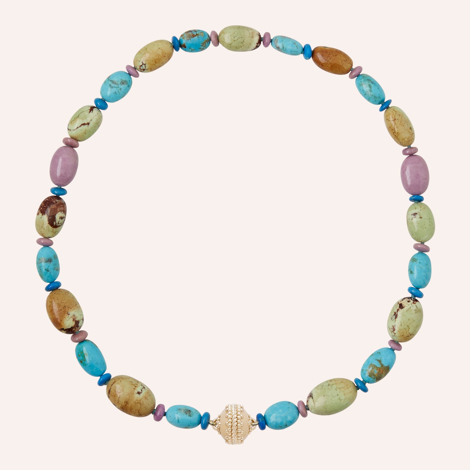 Multicolor Mixed Stone Turquoise, Phosphiderite and Serpentine Necklace