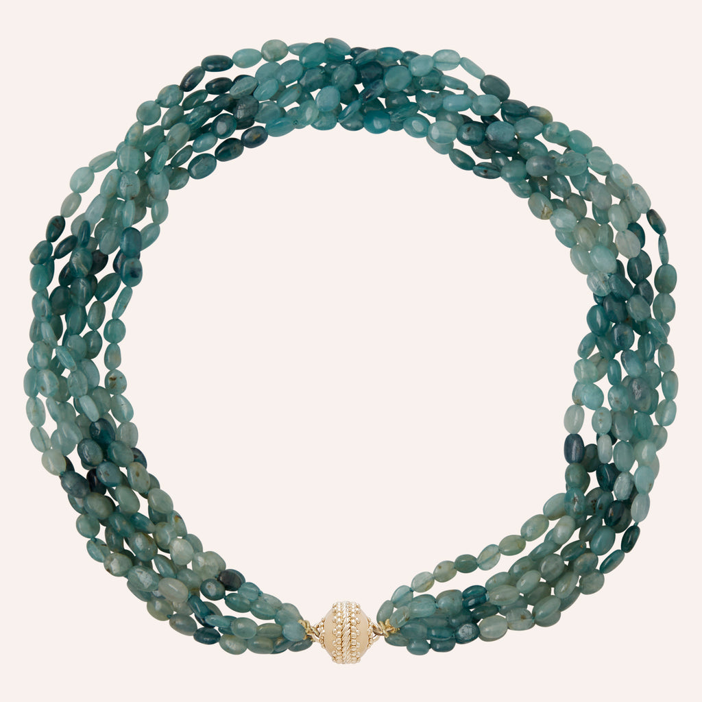 Helen Tumbled Green Grandiderite Multi-Strand Necklace