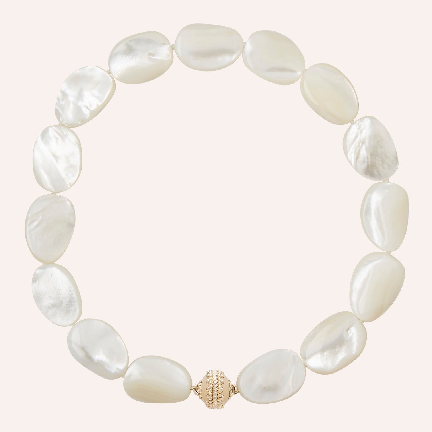 White Mother of Pearl Faceted Shell Necklace