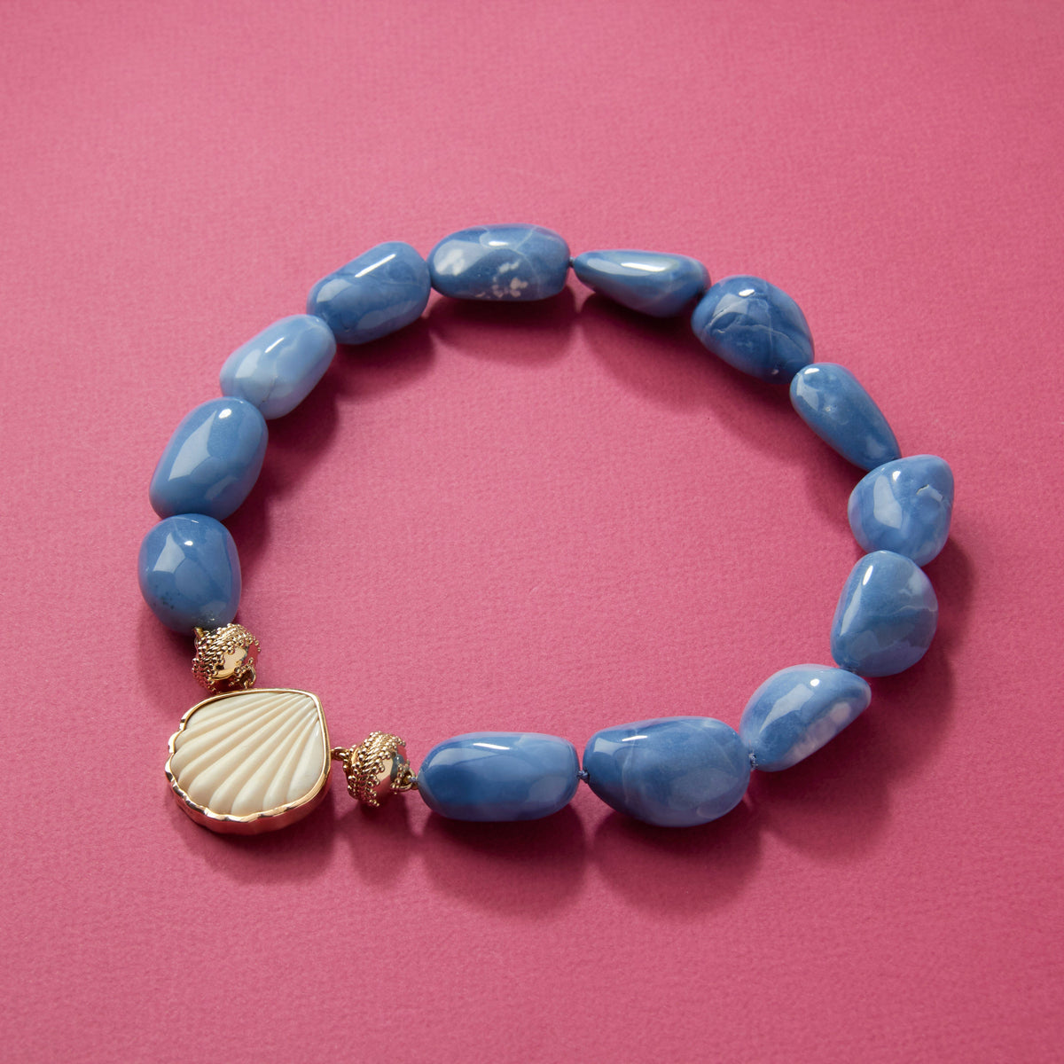 Large Blue Opal Tumbled Nugget Necklace