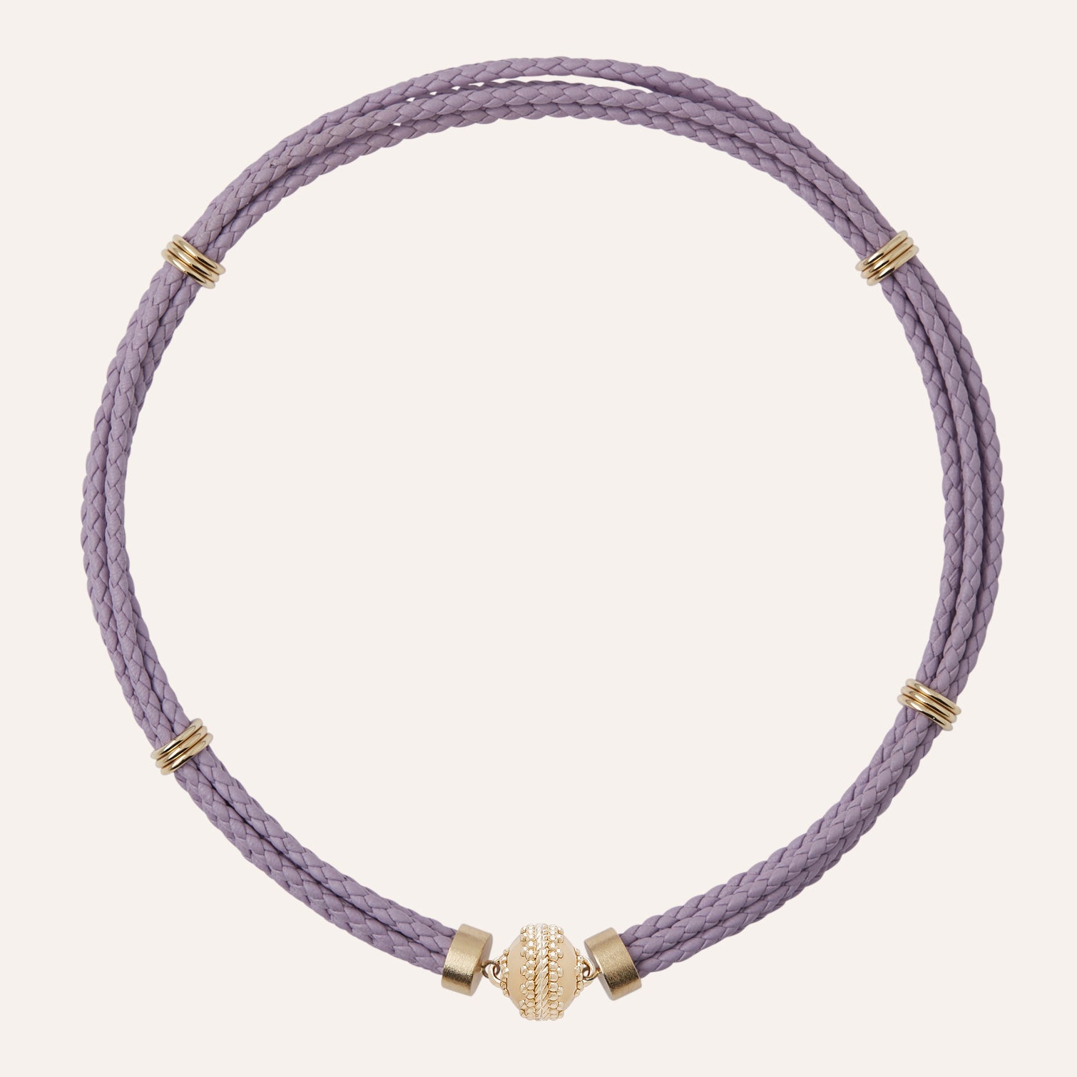 Aspen Braided Lilac Leather Necklace