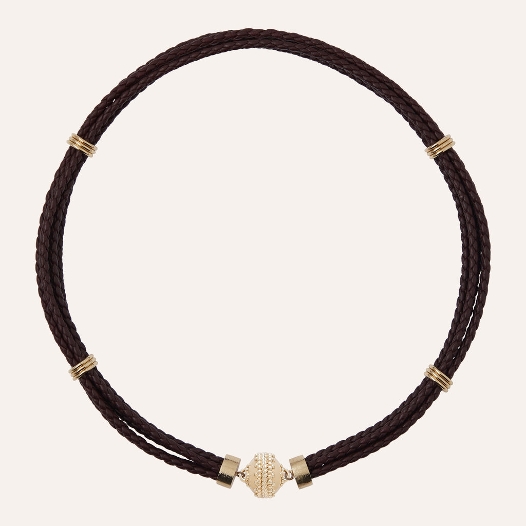 Aspen Braided Plum Leather Necklace