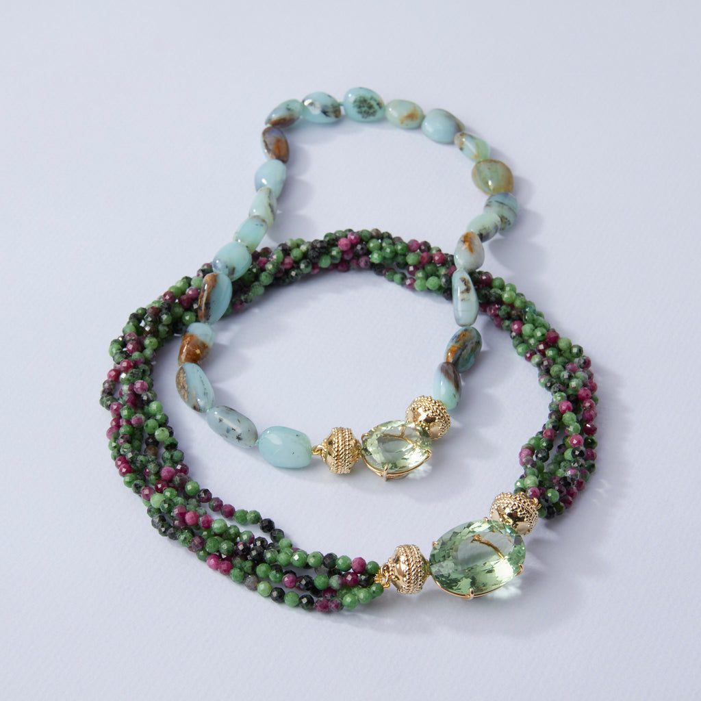 Helen Multicolor Blue Opal Tumbled Necklace