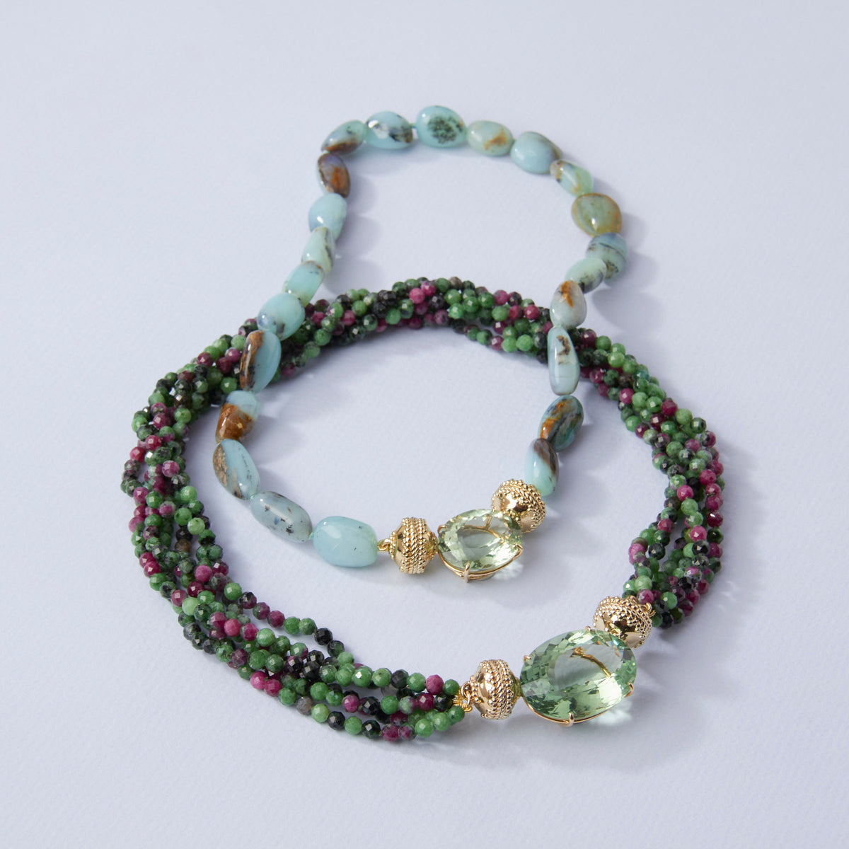 Helen Multicolor Blue Opal Tumbled Necklace