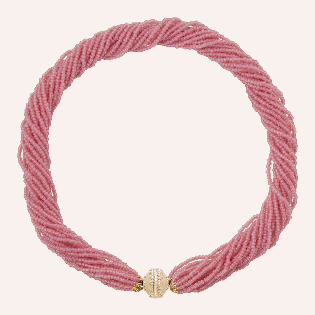 Pink African Glass Multi-Strand Necklace