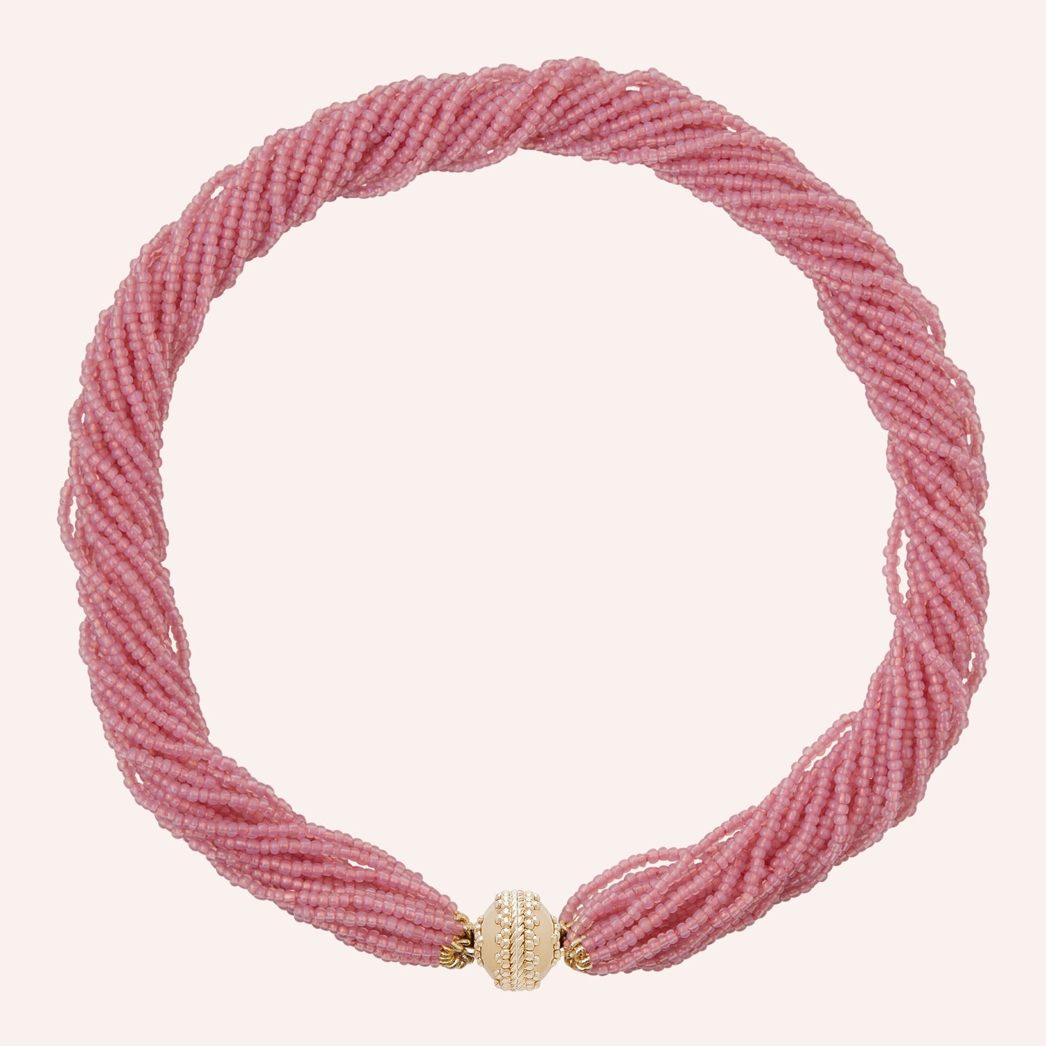 Pink African Glass Multi-Strand Necklace