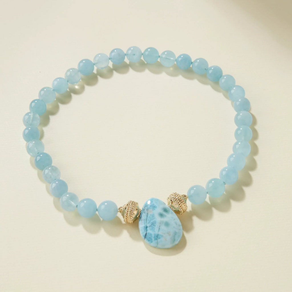 Victoire 12mm Blue Aquamarine Necklace