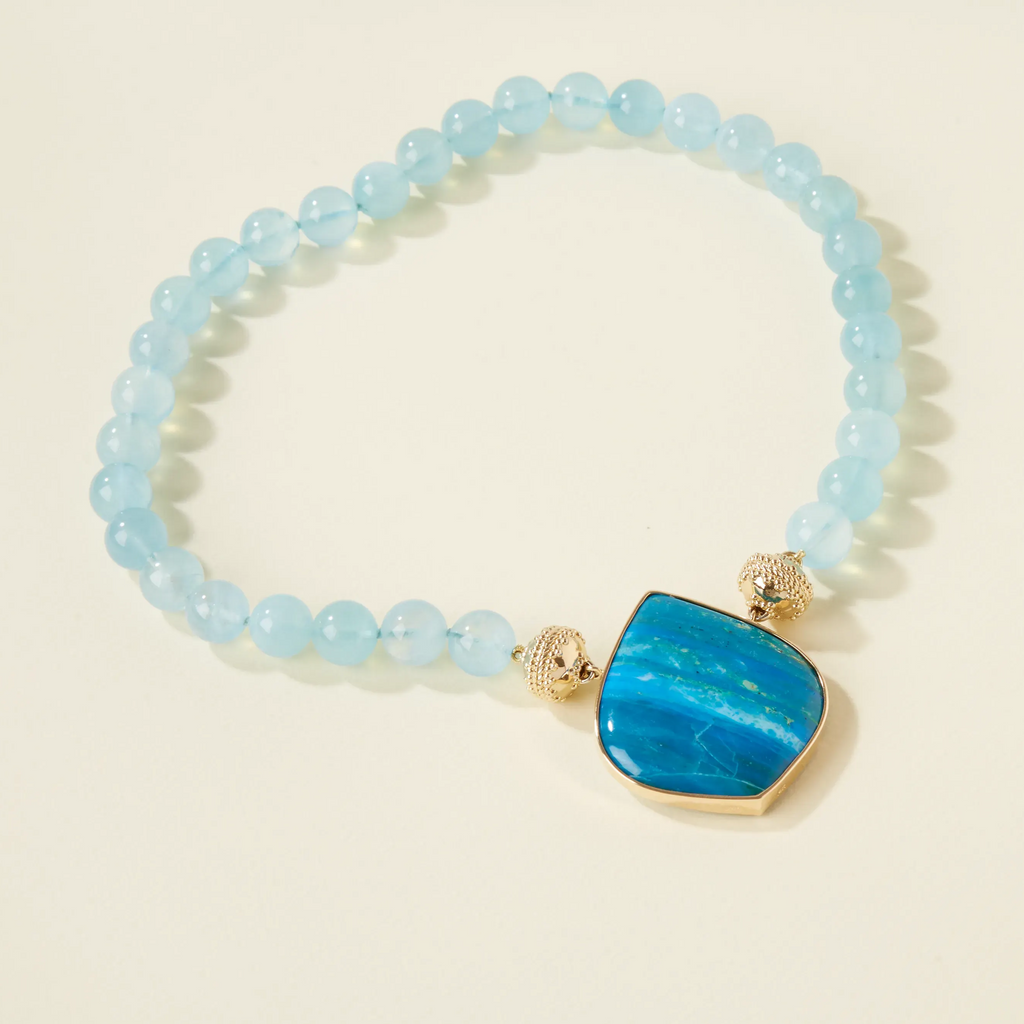 Large Blue Opaline Sculpted Cabochon Centerpiece