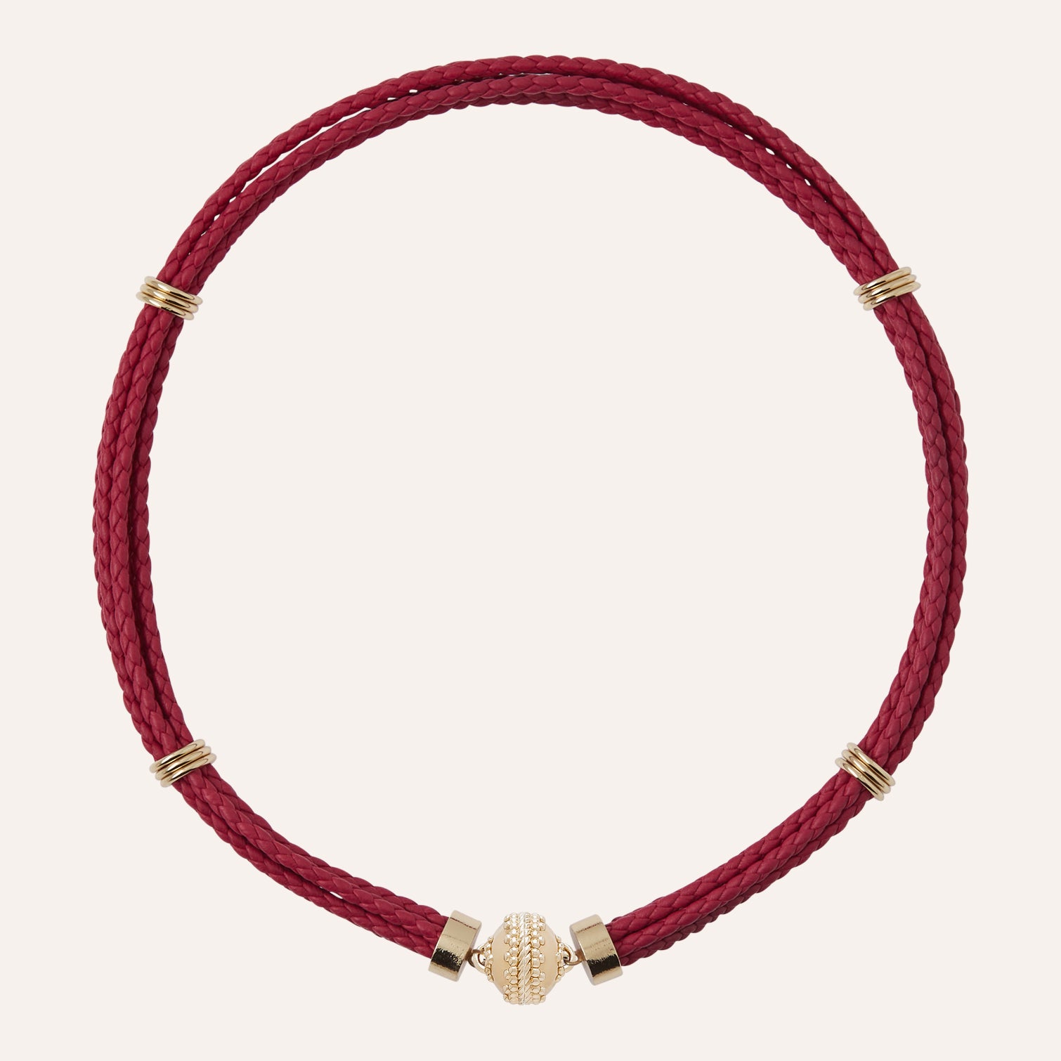 Aspen Braided Hot Pink Leather Necklace