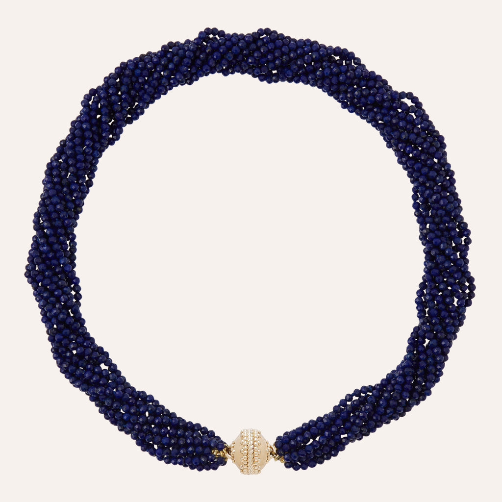 Michel Multi-Strand Blue Lapis Faceted Bead Necklace