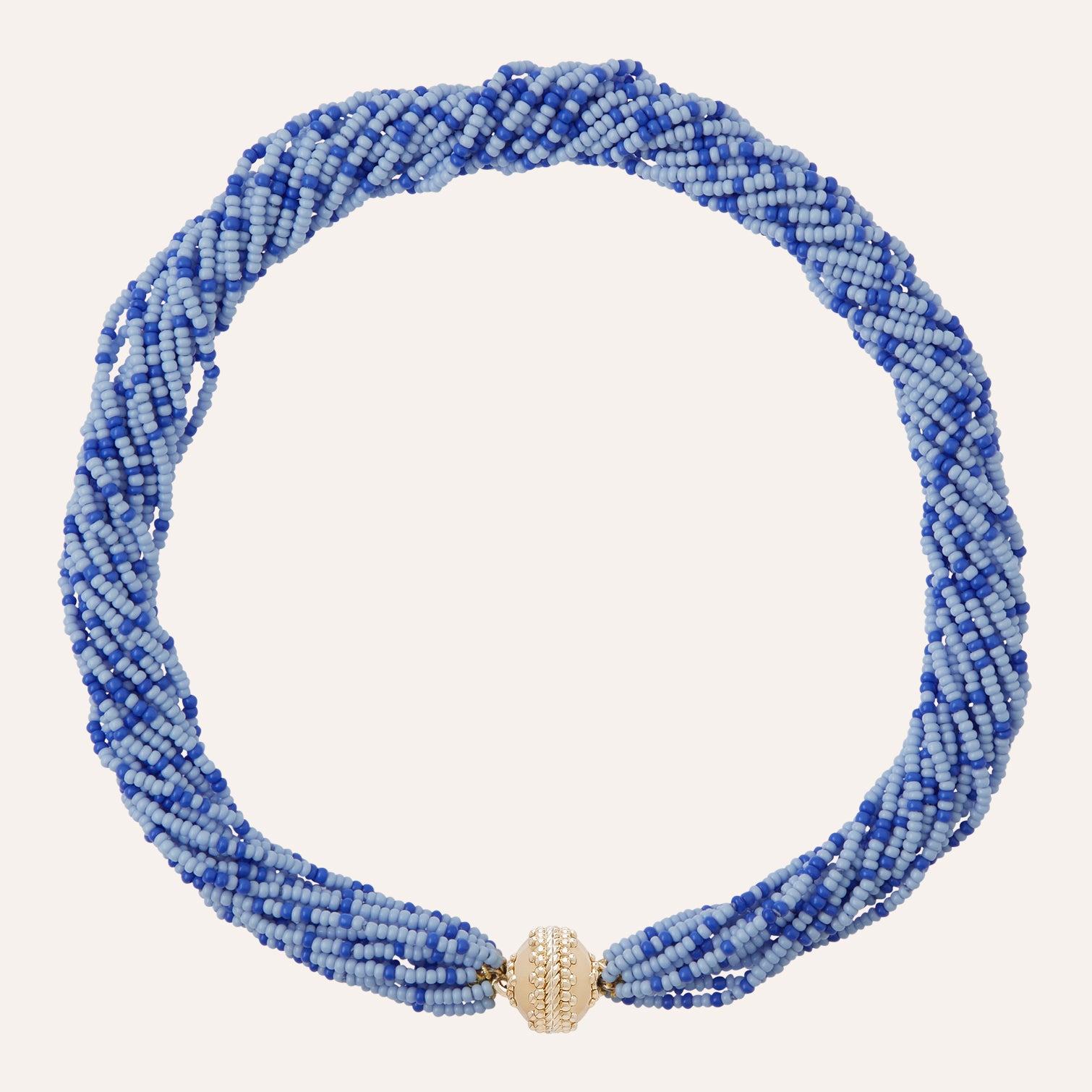 Multi-Strand Mixed Blue African Glass Bead Necklace