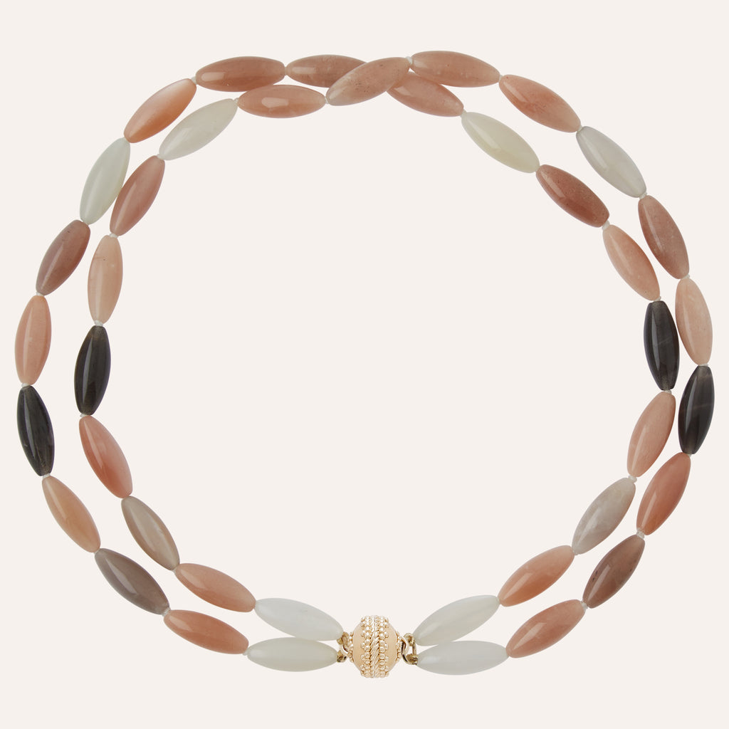 Multi-Color Moonstone Double Strand Necklace
