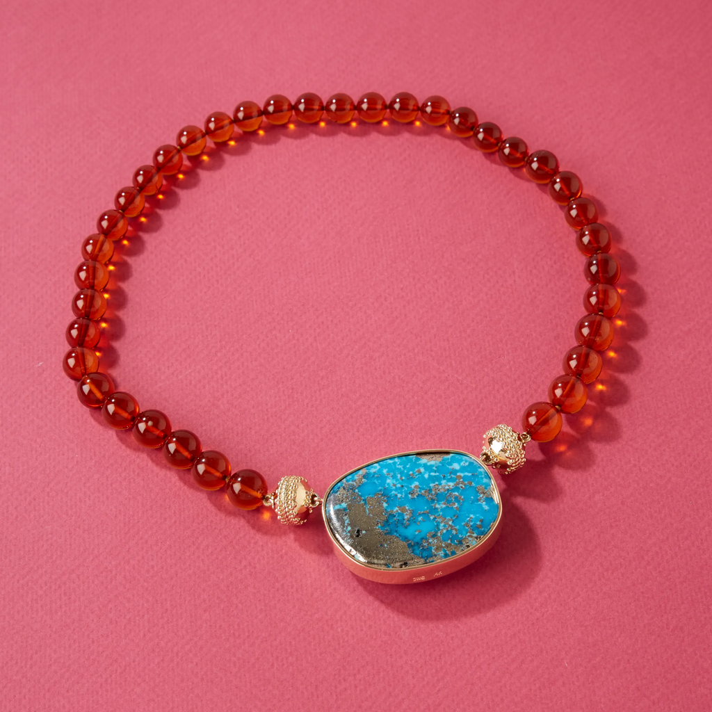 Medium Turquoise & Pyrite Round Centerpiece
