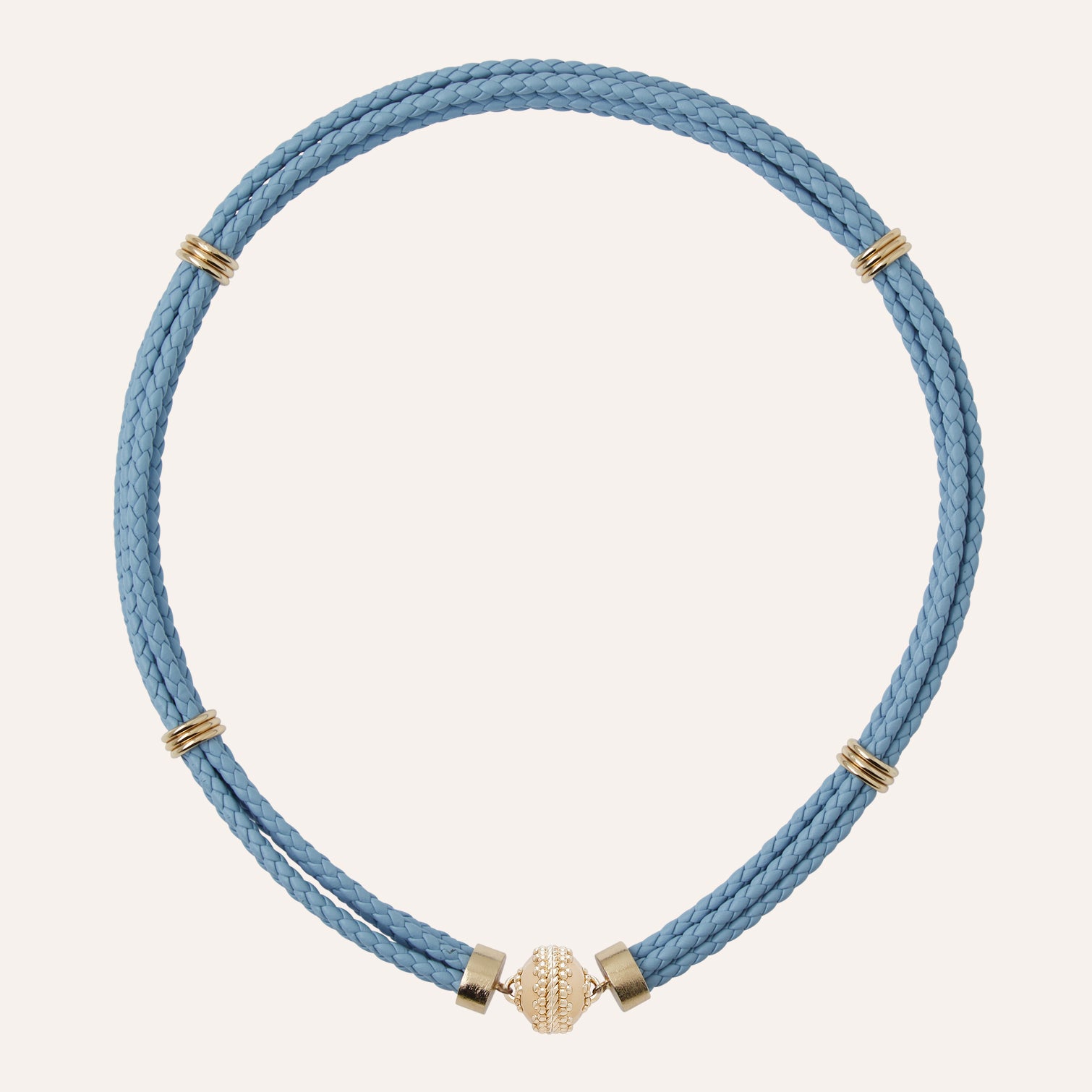 Aspen Braided Wedgewood Blue Leather Necklace