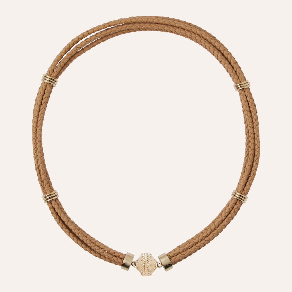 Aspen Braided Hazelnut Leather Necklace