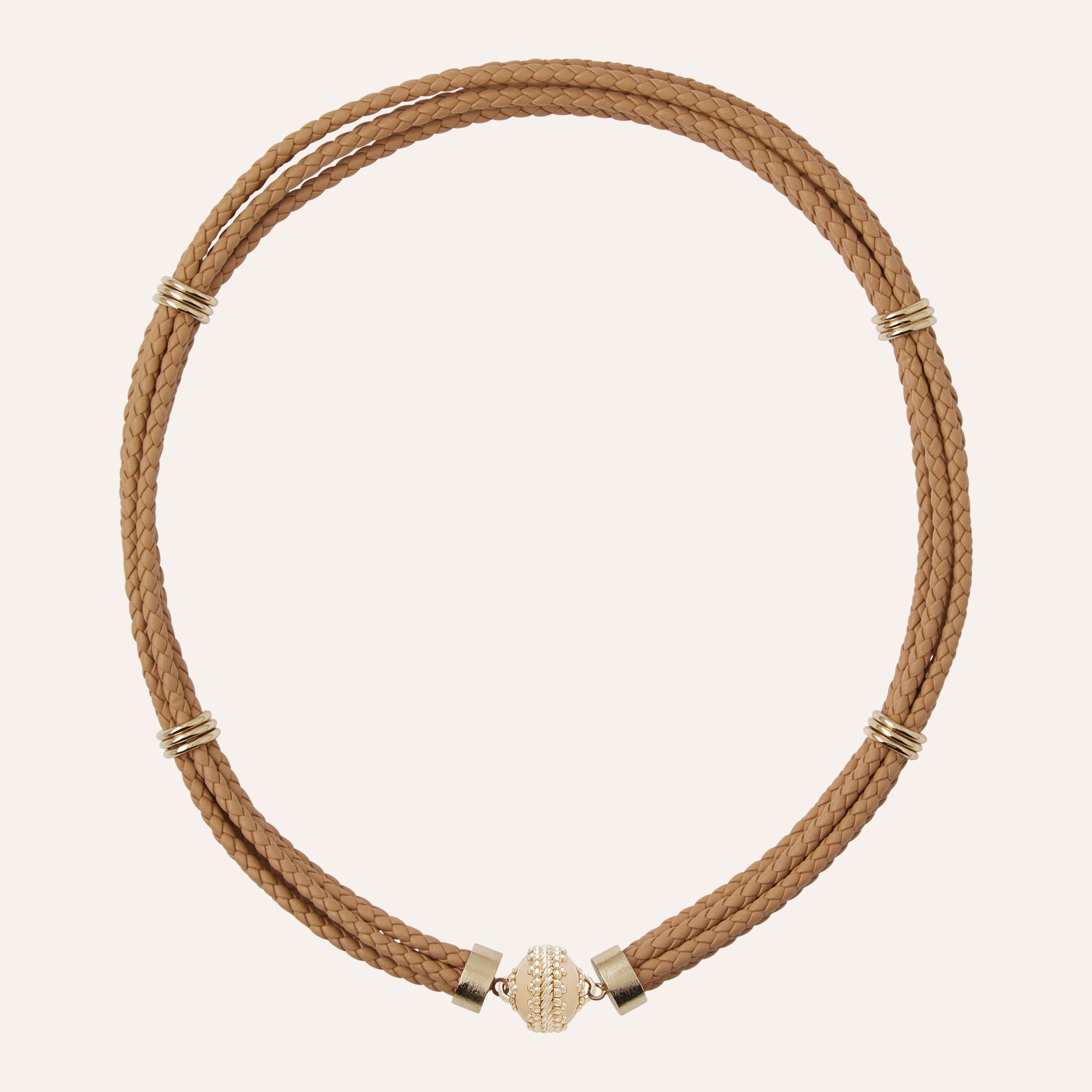 Aspen Braided Hazelnut Leather Necklace