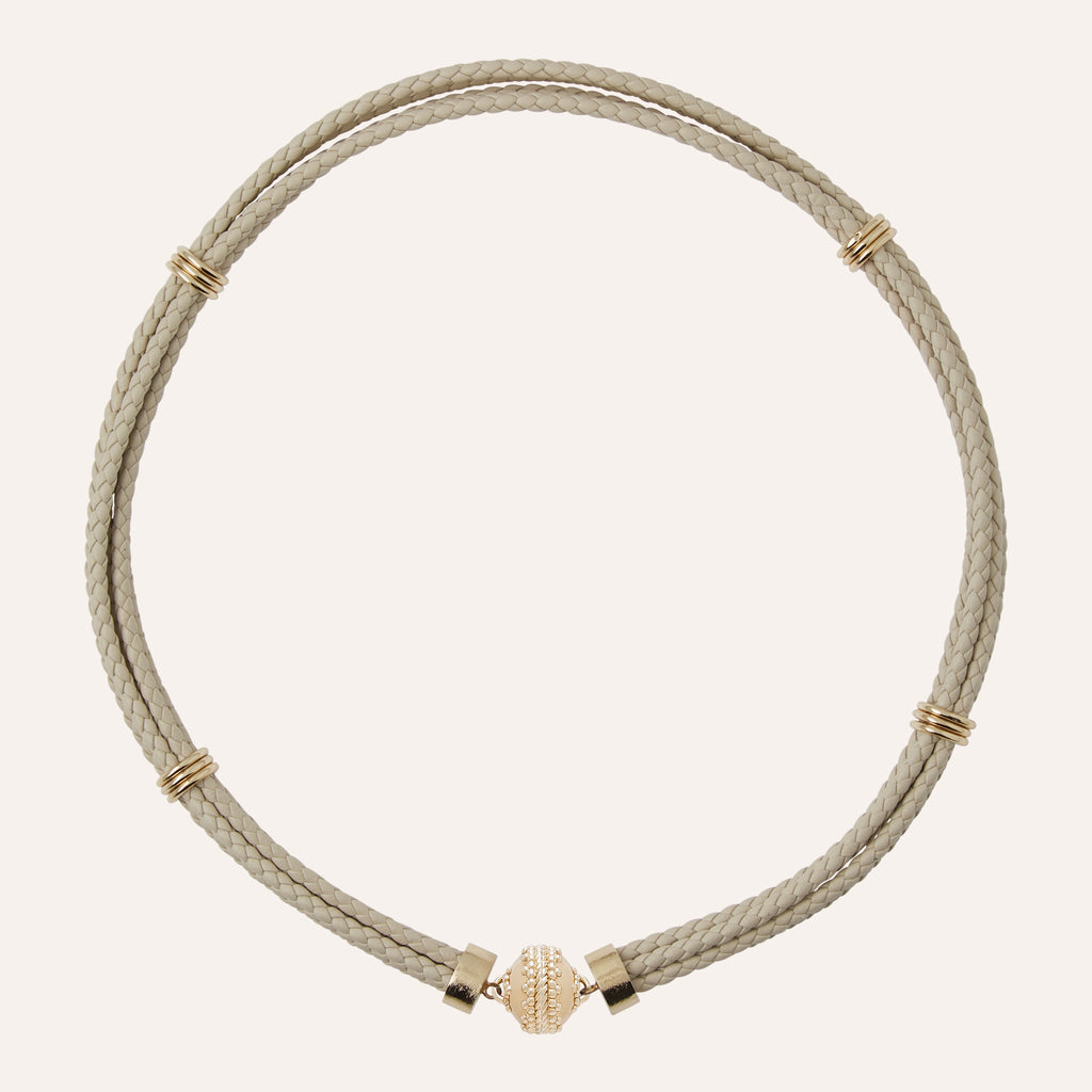 Aspen Braided Cream Leather Necklace
