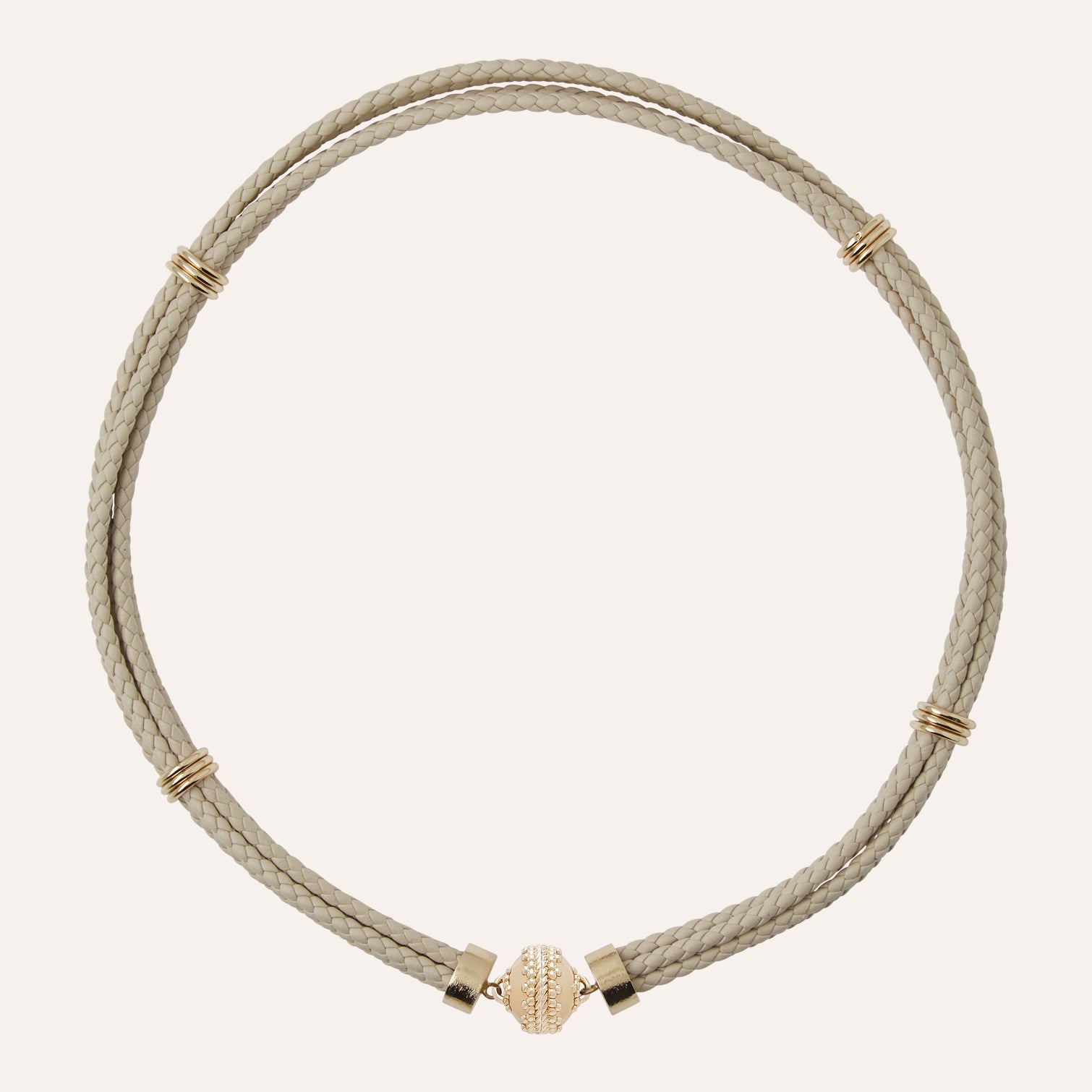 Aspen Braided Cream Leather Necklace