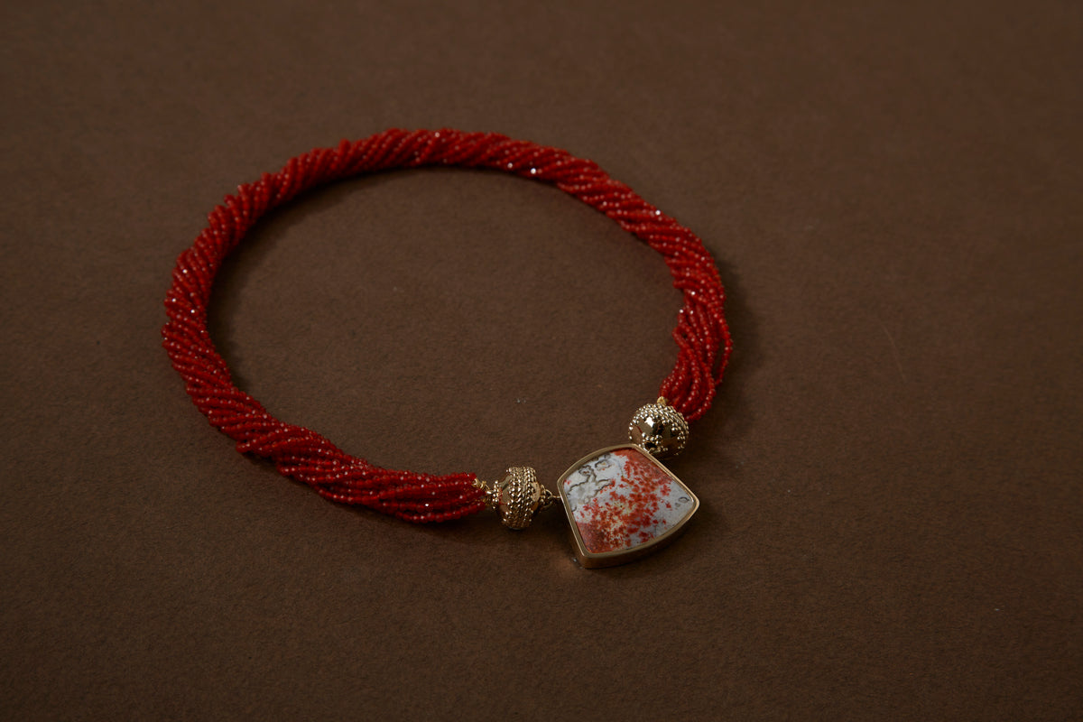 Michel Orange Carnelian Multi-Strand Necklace